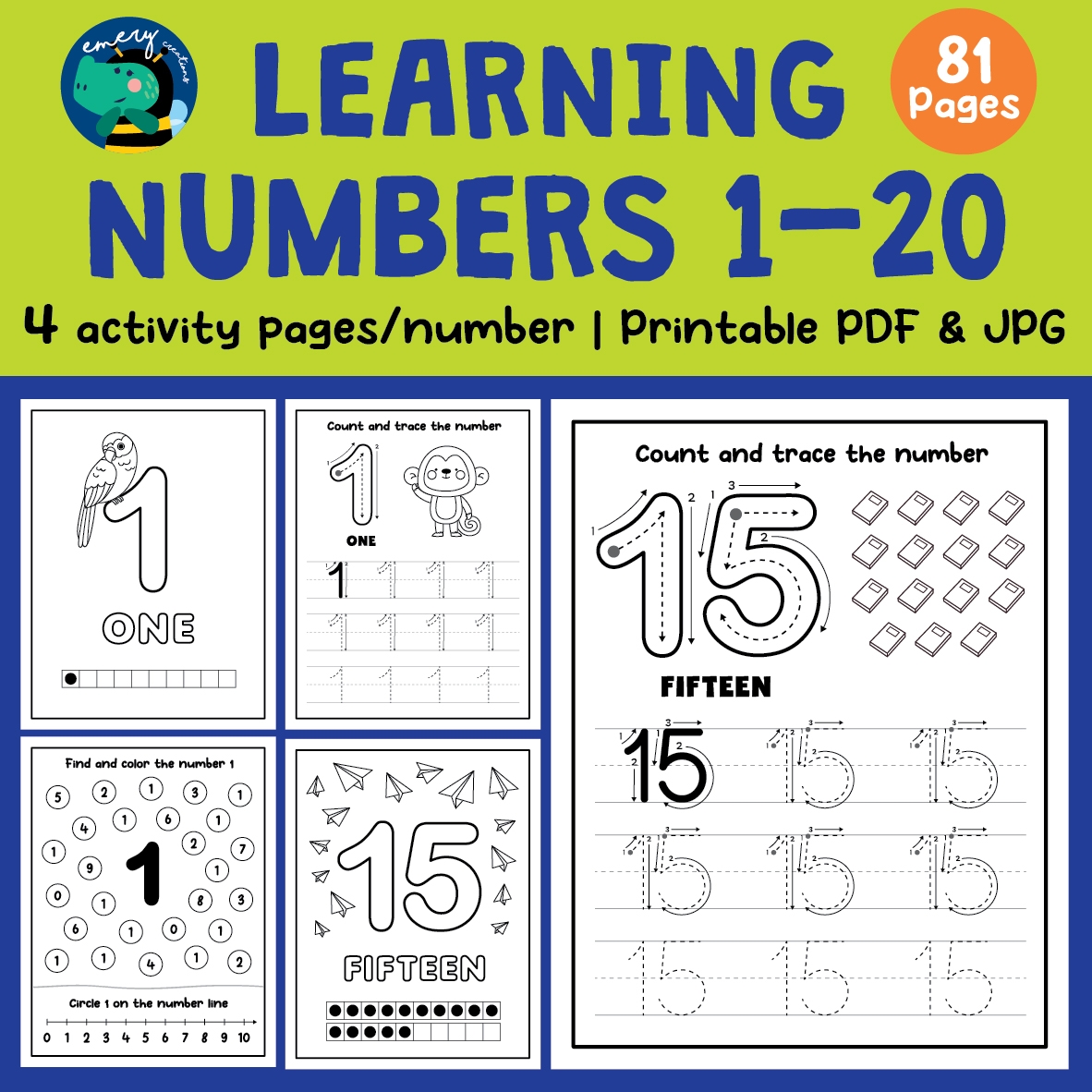 printable 1-20 numbers