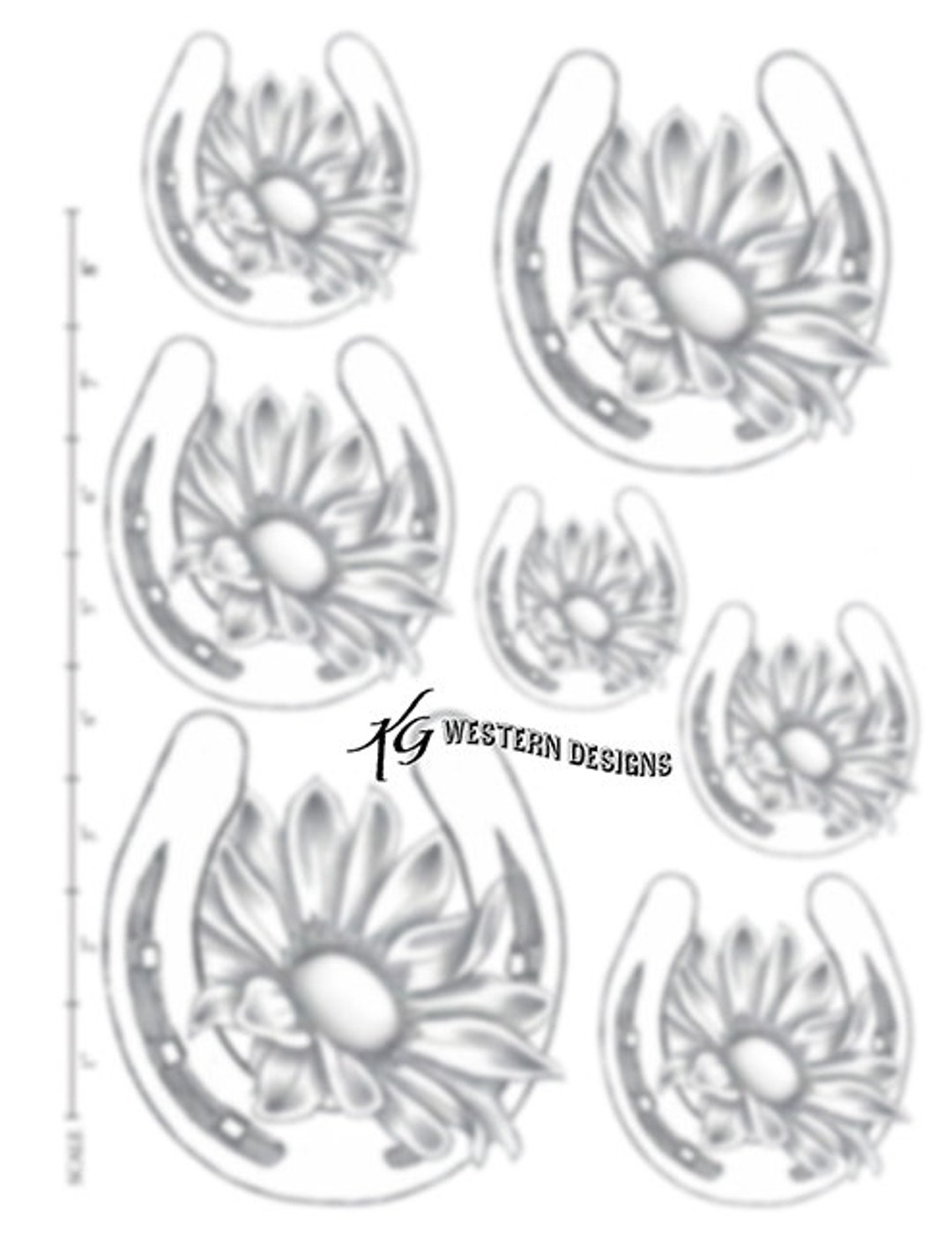 Leather Tooling Element horse shoe And Sunflower Daisy Tracing Pattern Size Pack Etsy