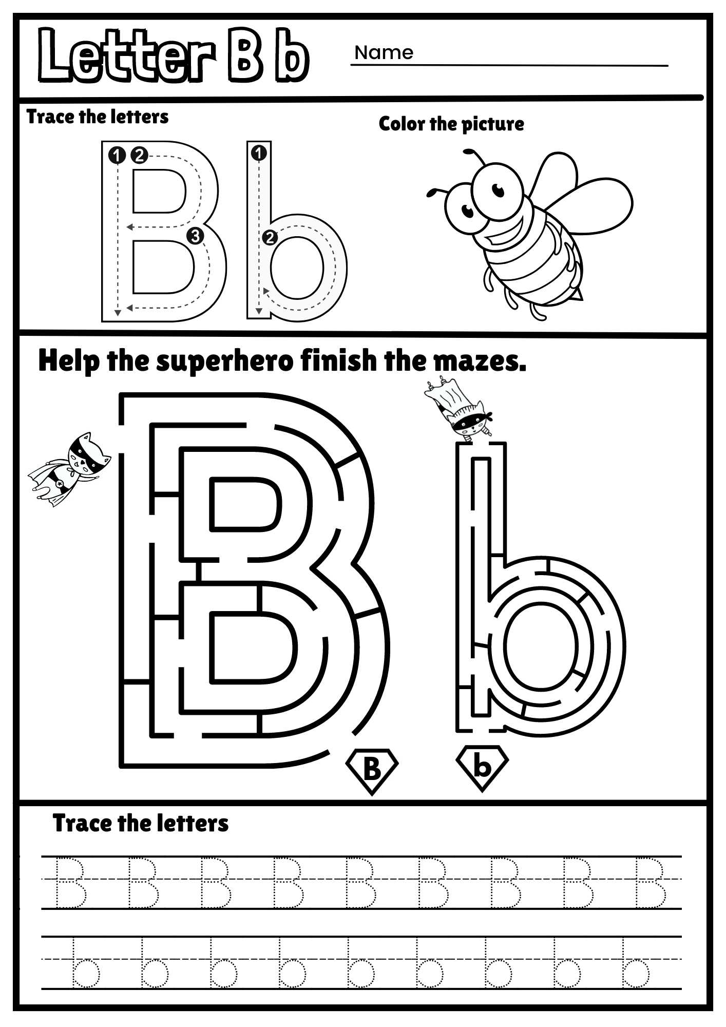 tracing b letter