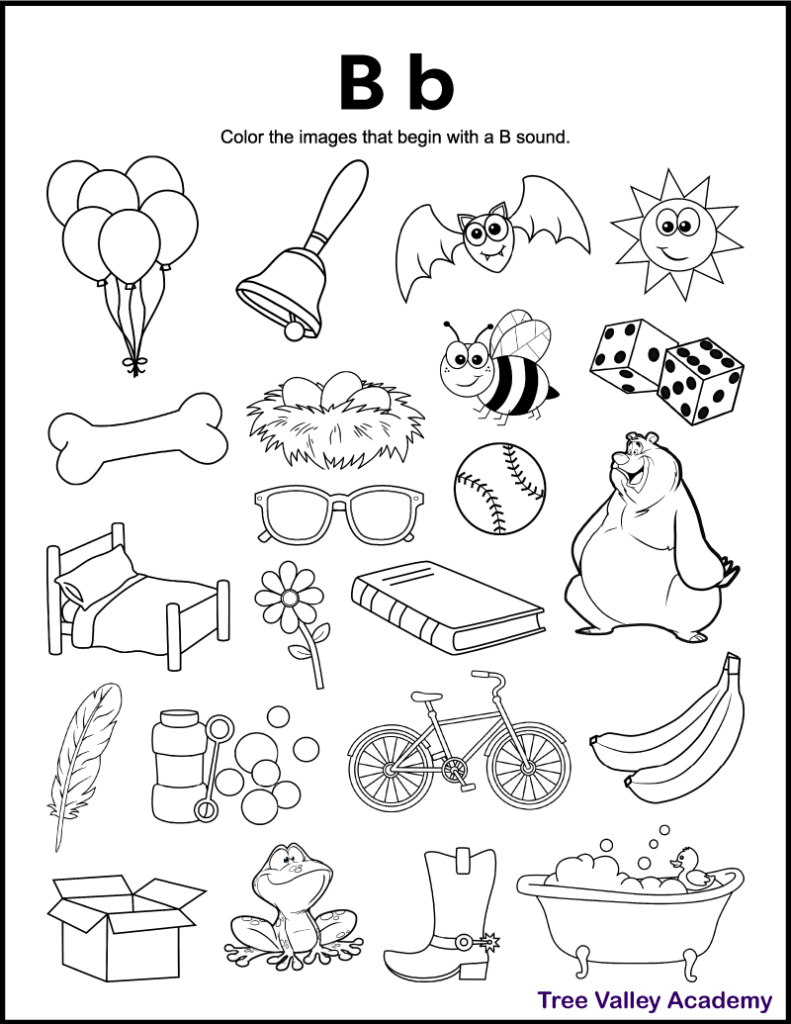 kindergarten worksheets letter b