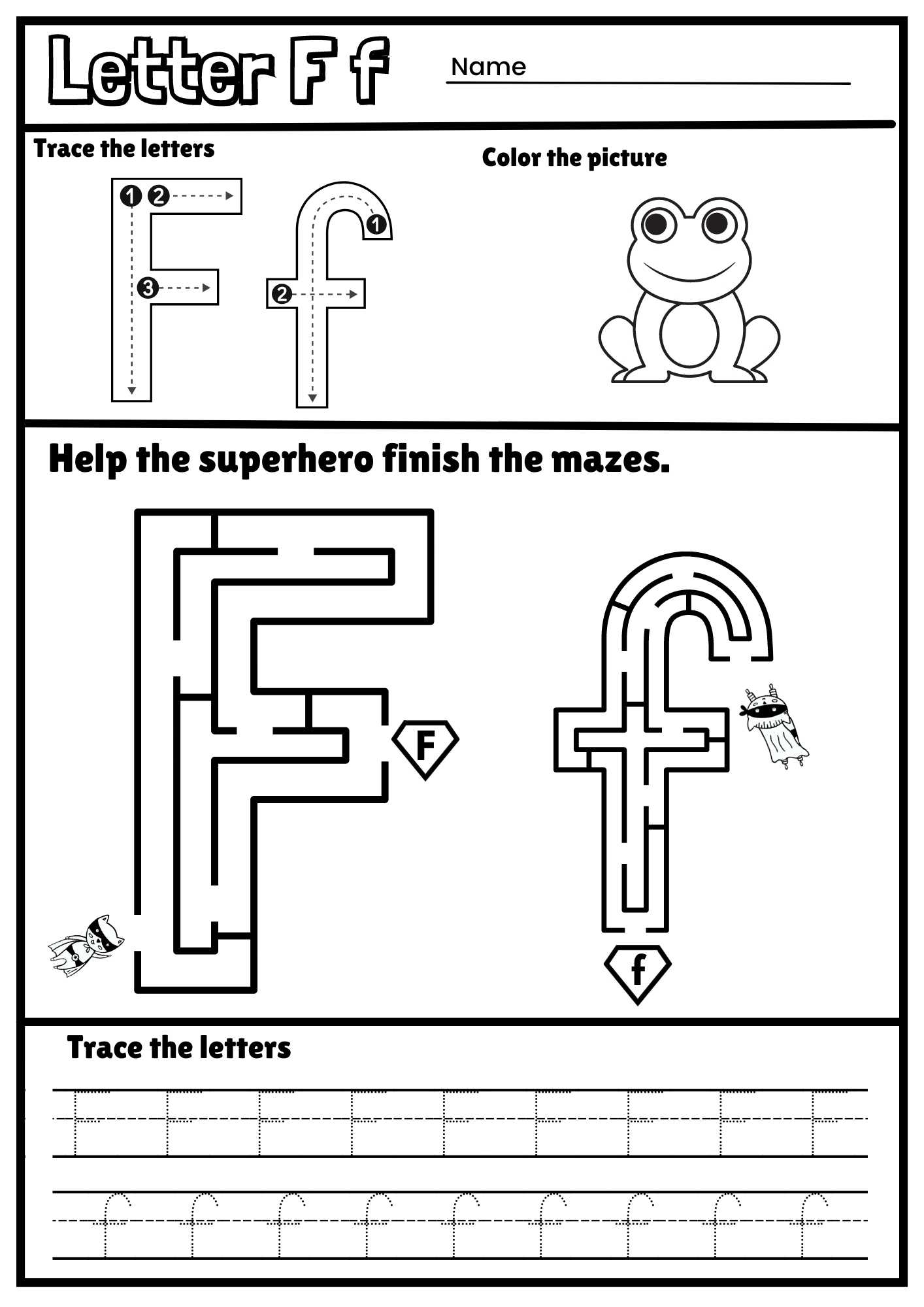 Letter F Alphabet Tracing And Coloring Free Printable PDF Ezpzphonics