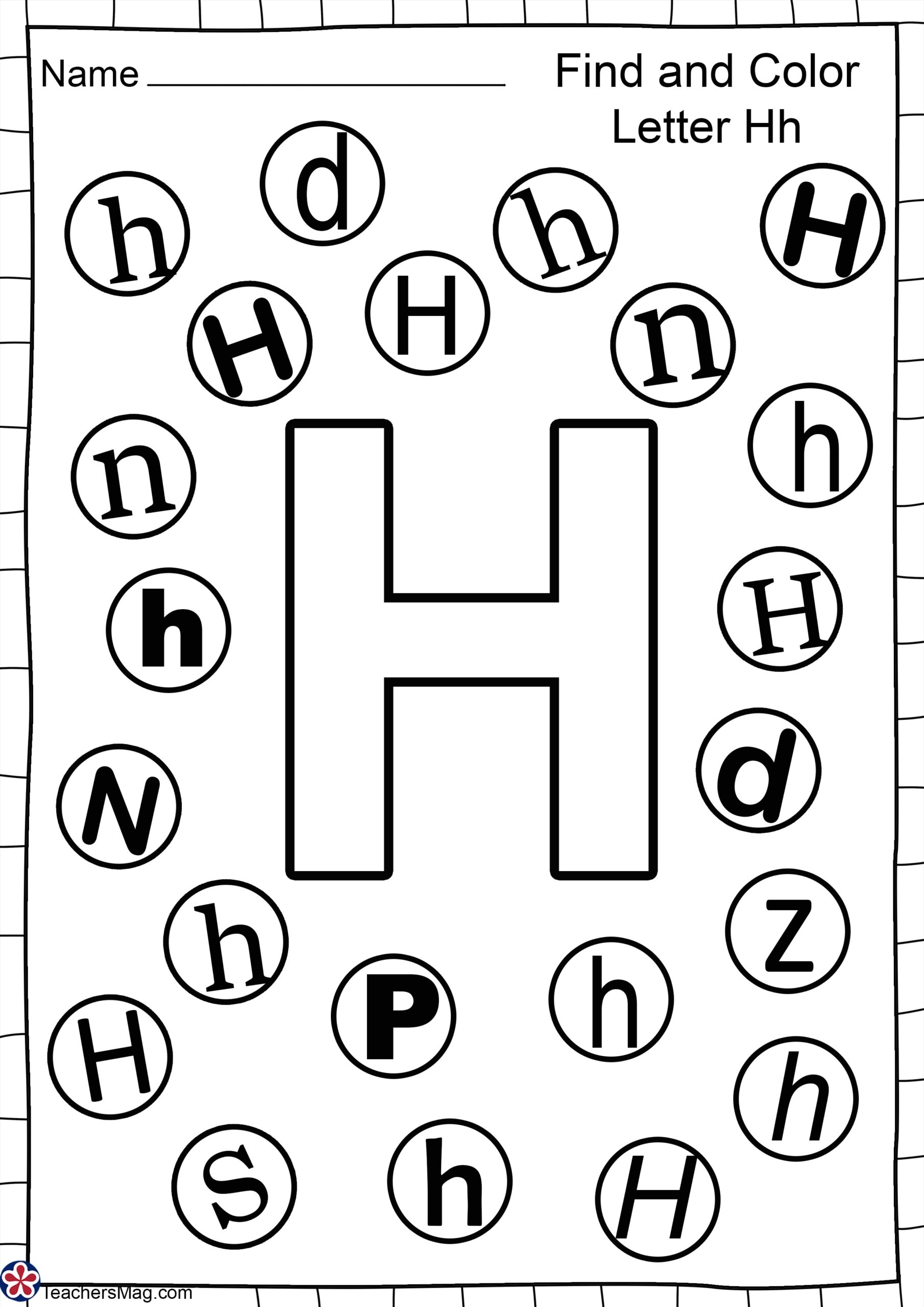 h worksheet preschool