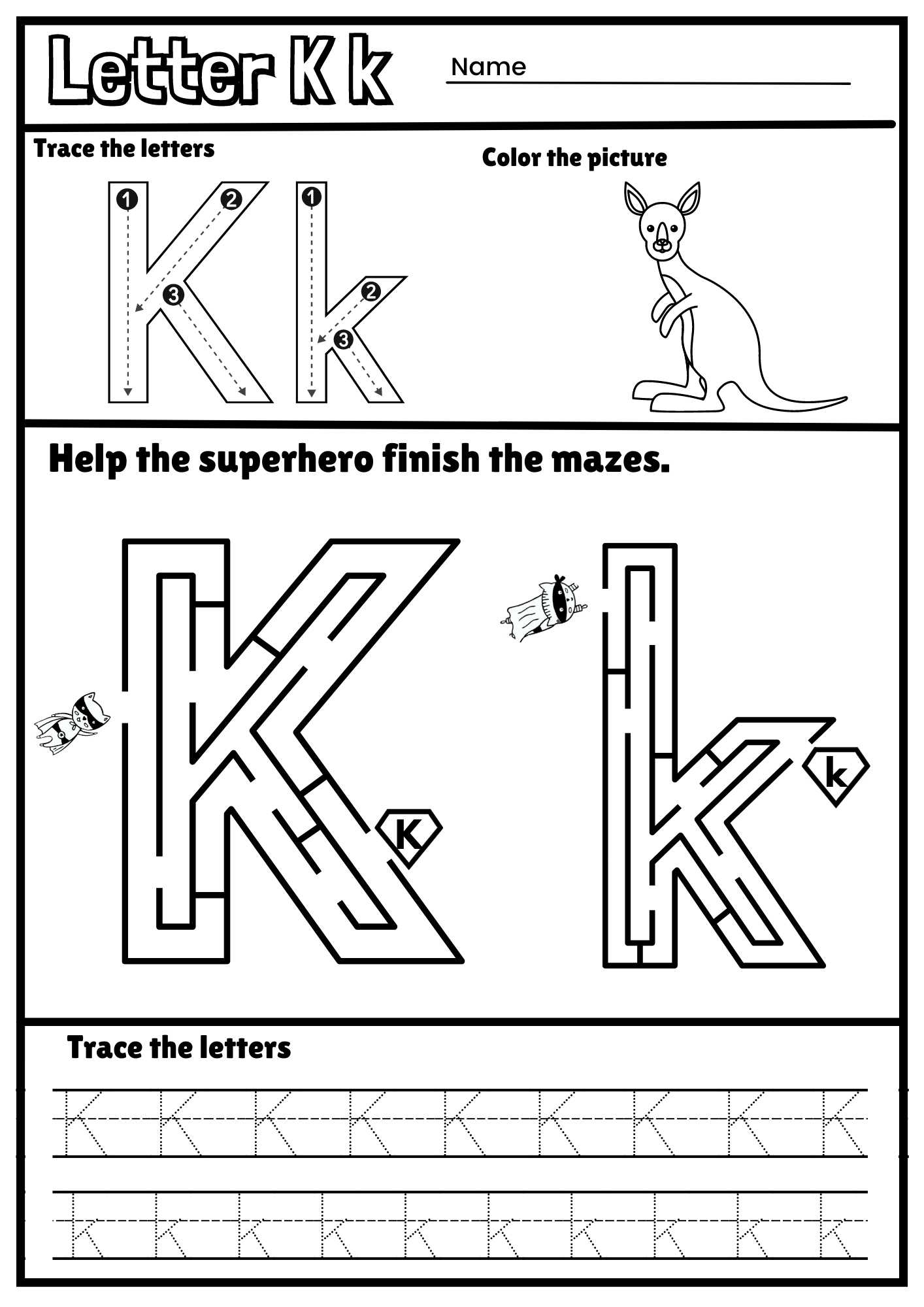 trace letter k