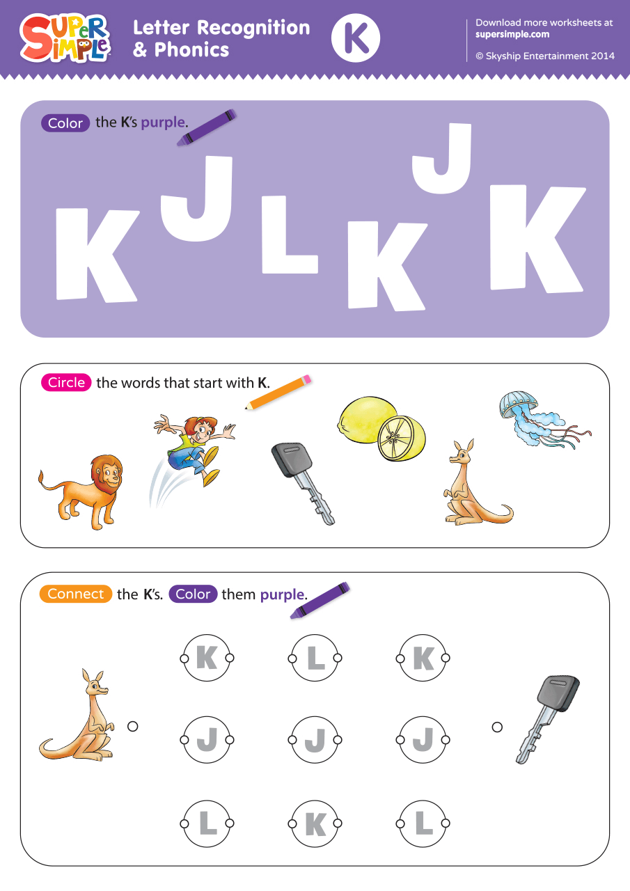 letter k worksheets for kindergarten