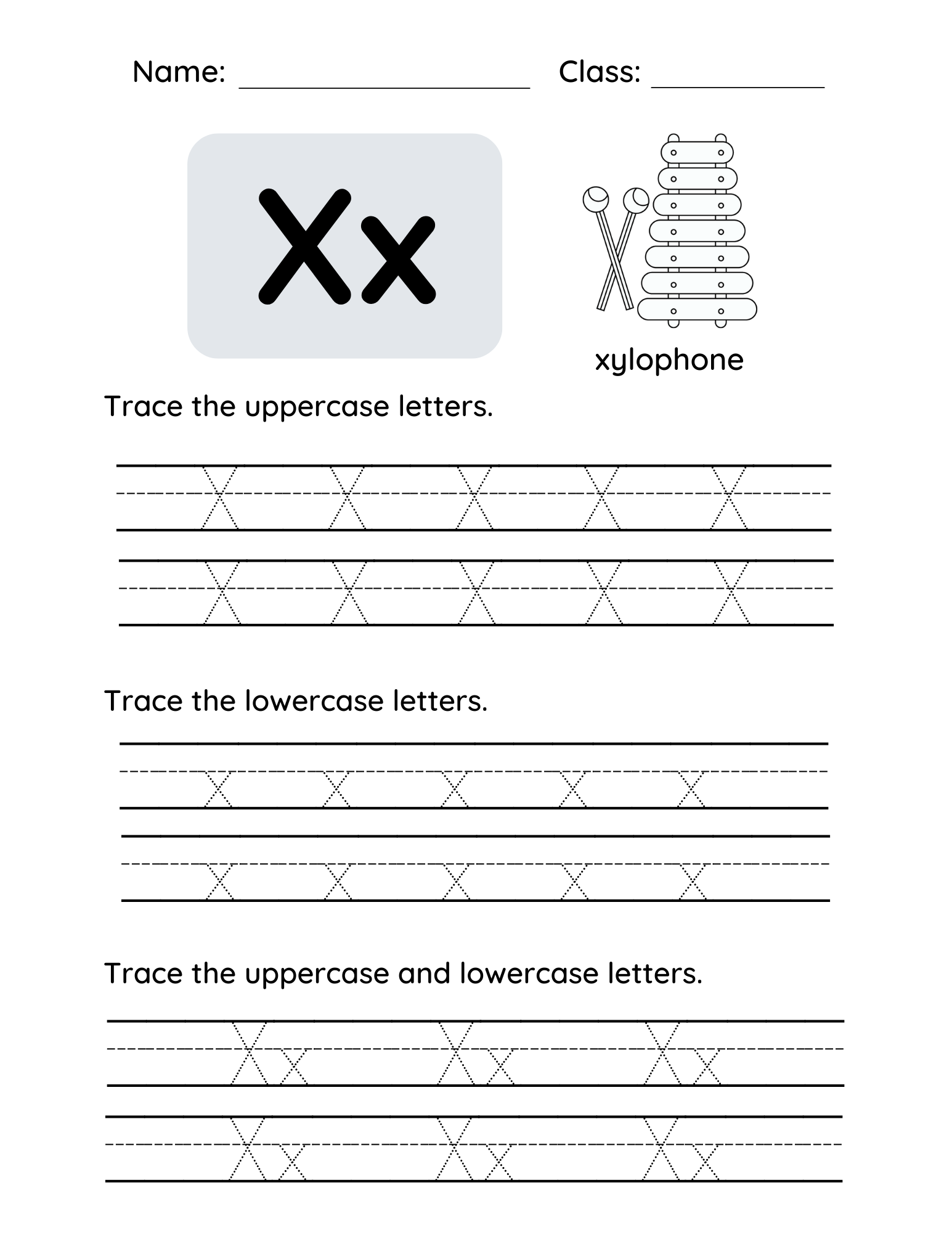 letter x worksheets for preschool