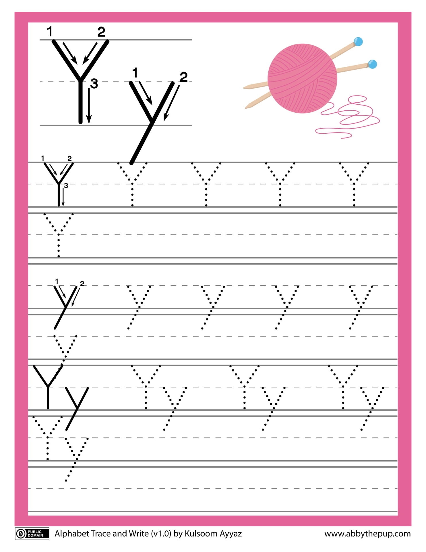 letter y trace