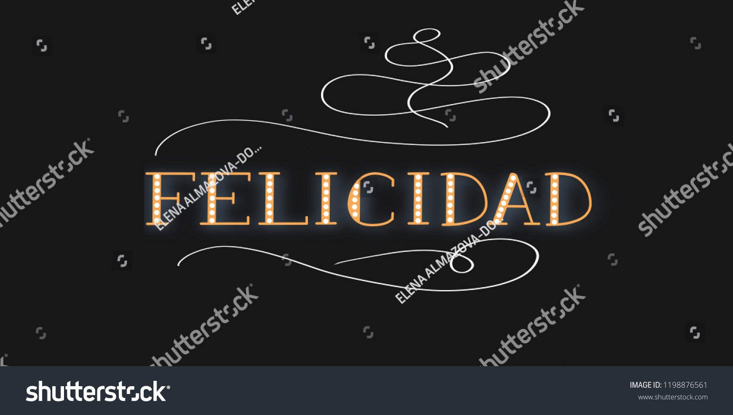 Lettering Illustration Word Happiness Spanish Language Stock Illustration 1198876561 Shutterstock