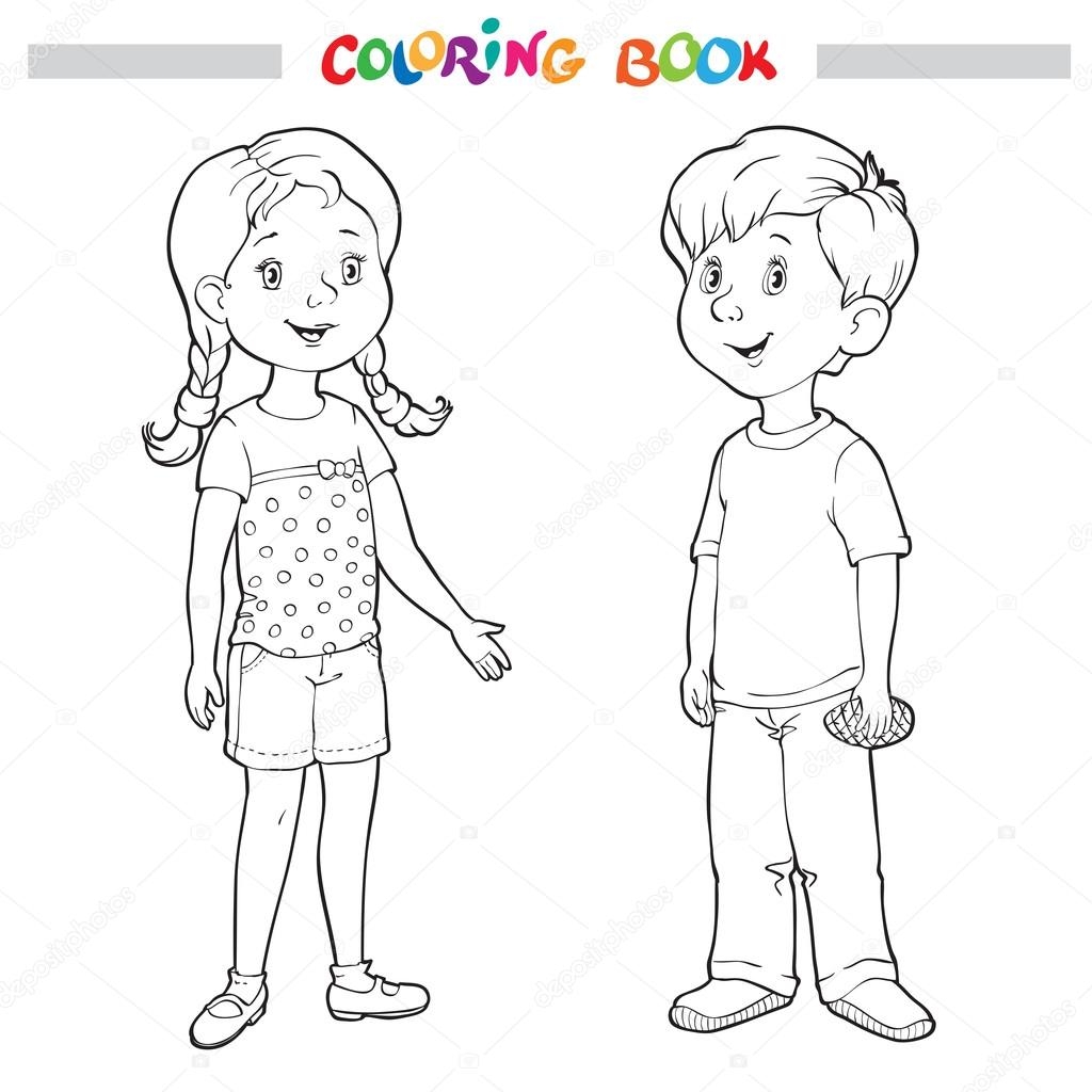 niño y niña para colorear