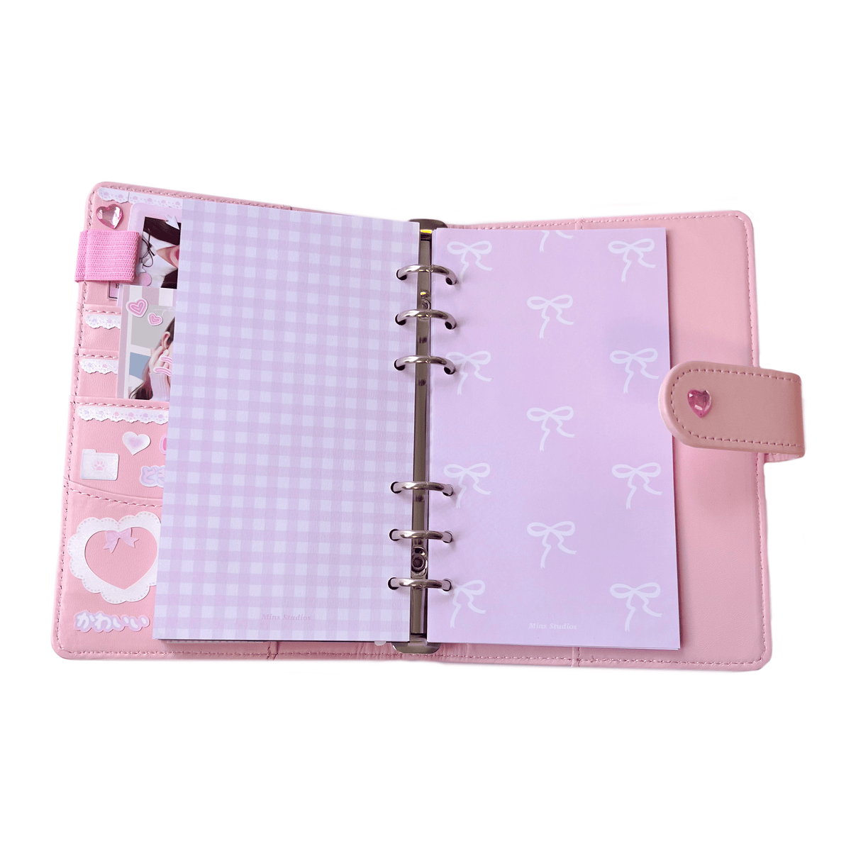 Light Pink Binder Pink Bows 3 Ring Binder 1 5 Inch With Clipboard PVC Pockets Cute School Office Supplies Cute Organizational Binder