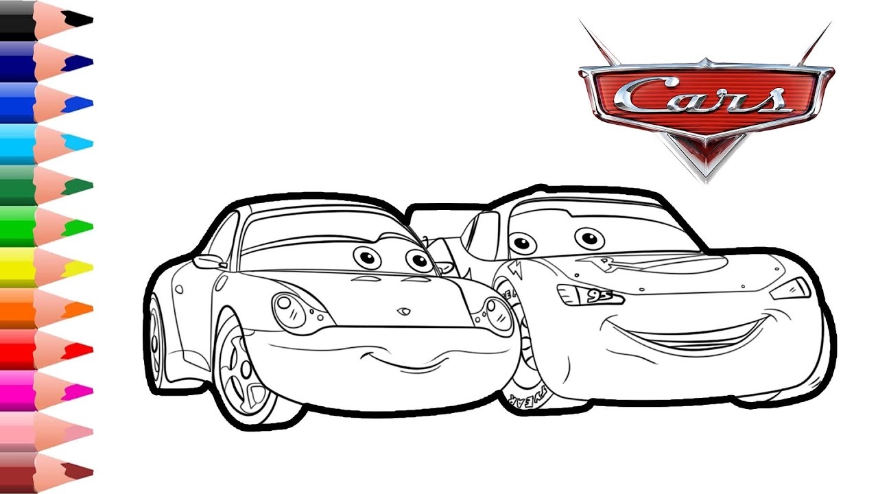 Lightning Mcqueen And Sally From Cars 3 Coloring Page Coloring For Kids YouTube