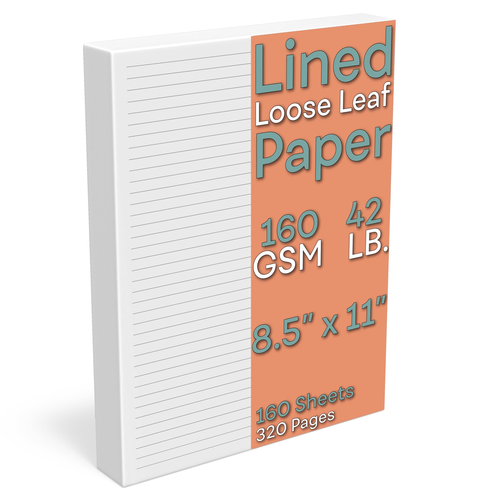 Lined Loose Leaf Paper 160 GSM Thickness 160 Sheets 320 Pages Letter Size 8 5 X 11 Inch 7 Mm College Ruled Spacing Note Taking Calligraphy Binder Filling Journaling White Unpunched Refill Buy Online At