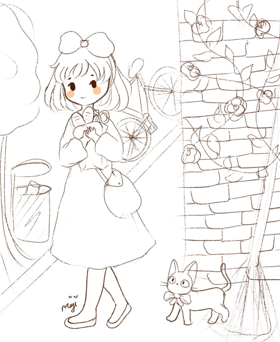 Little Sketch Of Kiki s Delivery Service Not Sure If I ll Not Be Too Lazy To Color It qwq sketch artwork digitalart WIP artistsontwitter StudioGhibli drawings