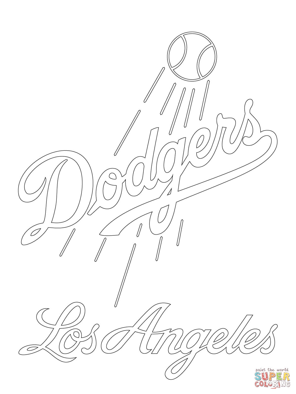 Los Angeles Dodgers Logo Coloring Page Free Printable