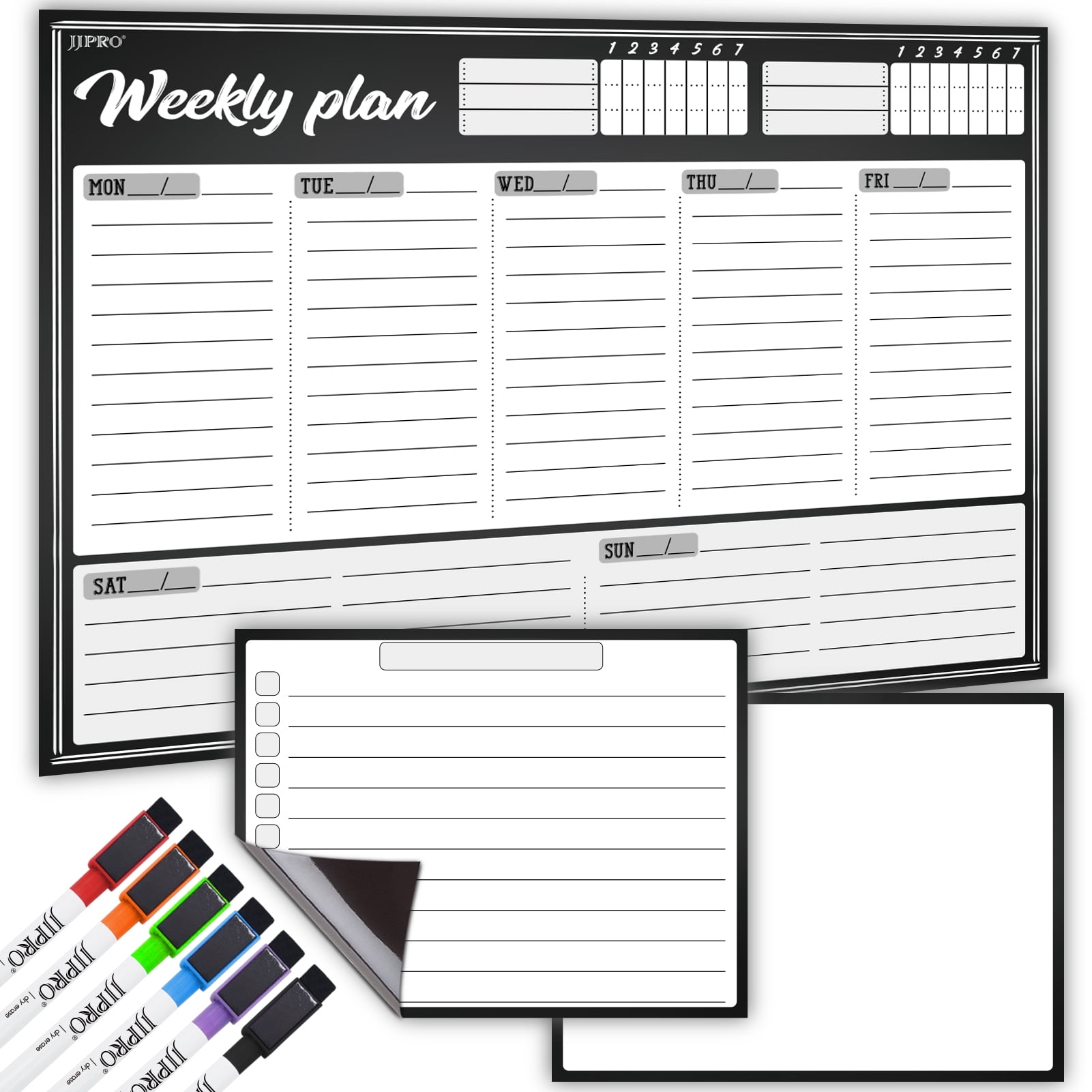 Magnetic Dry Erase Whiteboard For Fridge Weekly Planner Daily Notes Meal Week Includes Markers Walmart