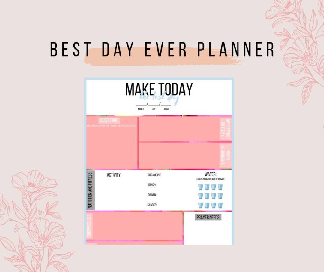 Make TODAY The BEST DAY Daily Planner Etsy