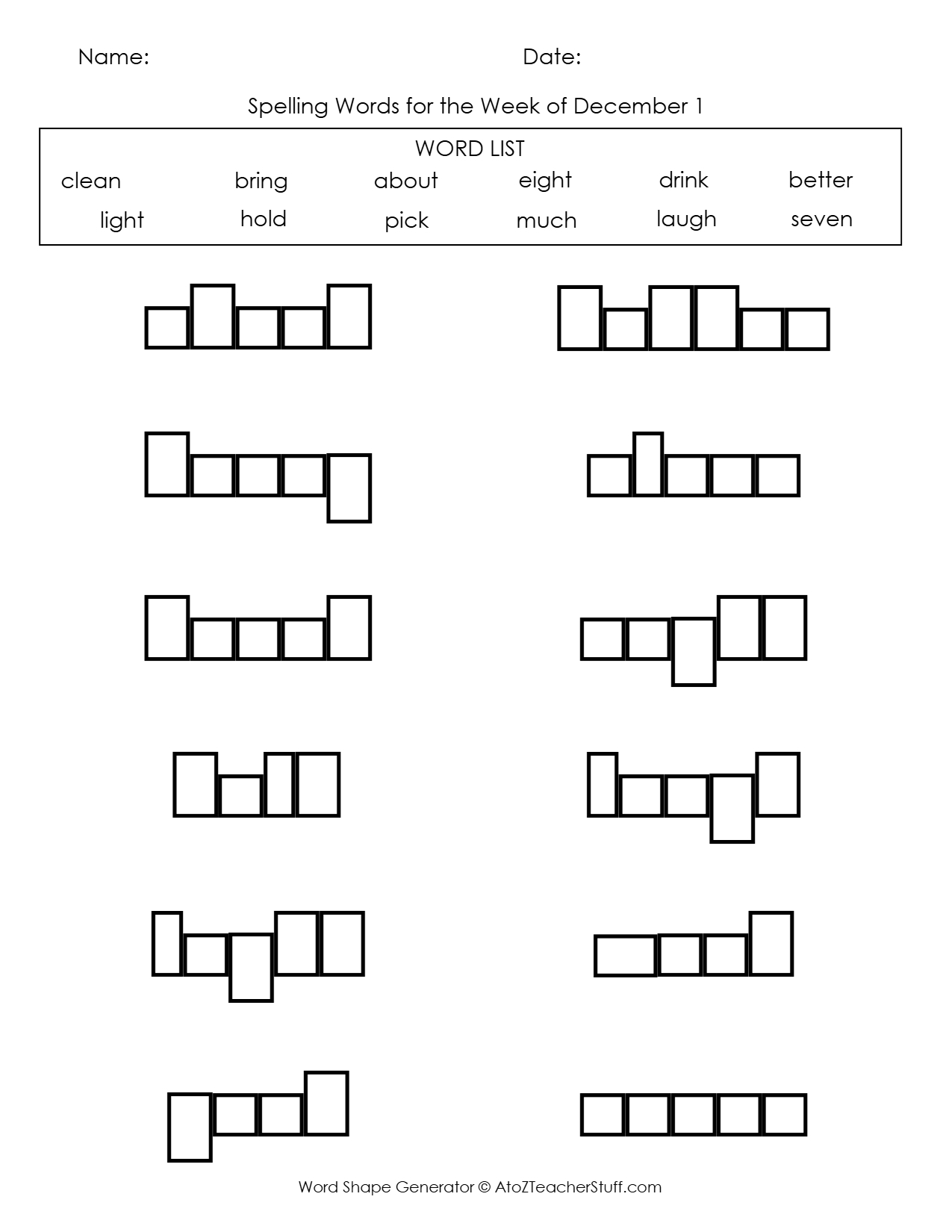 create spelling worksheets