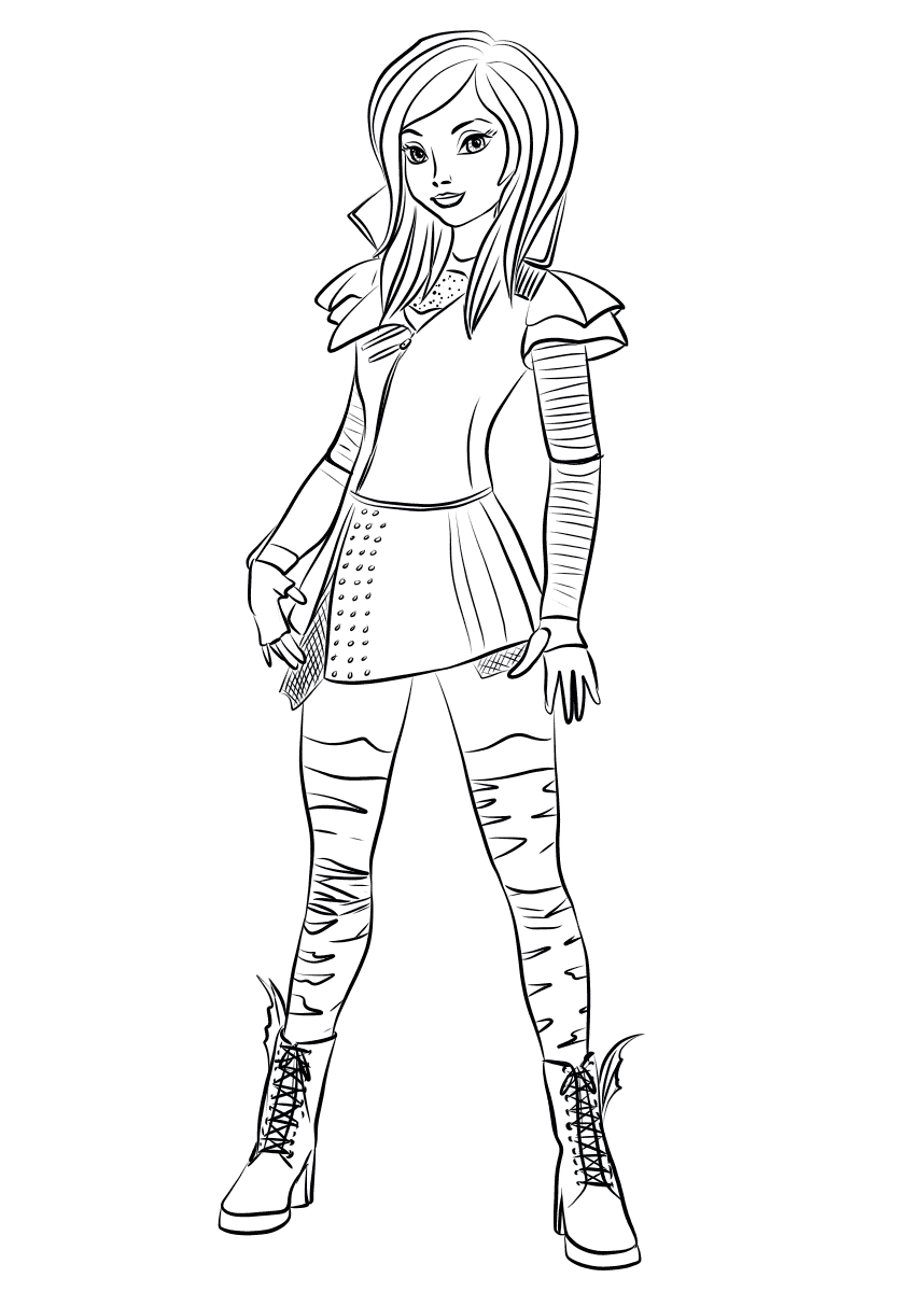 Mal From Descendants Coloring Page Free Printable