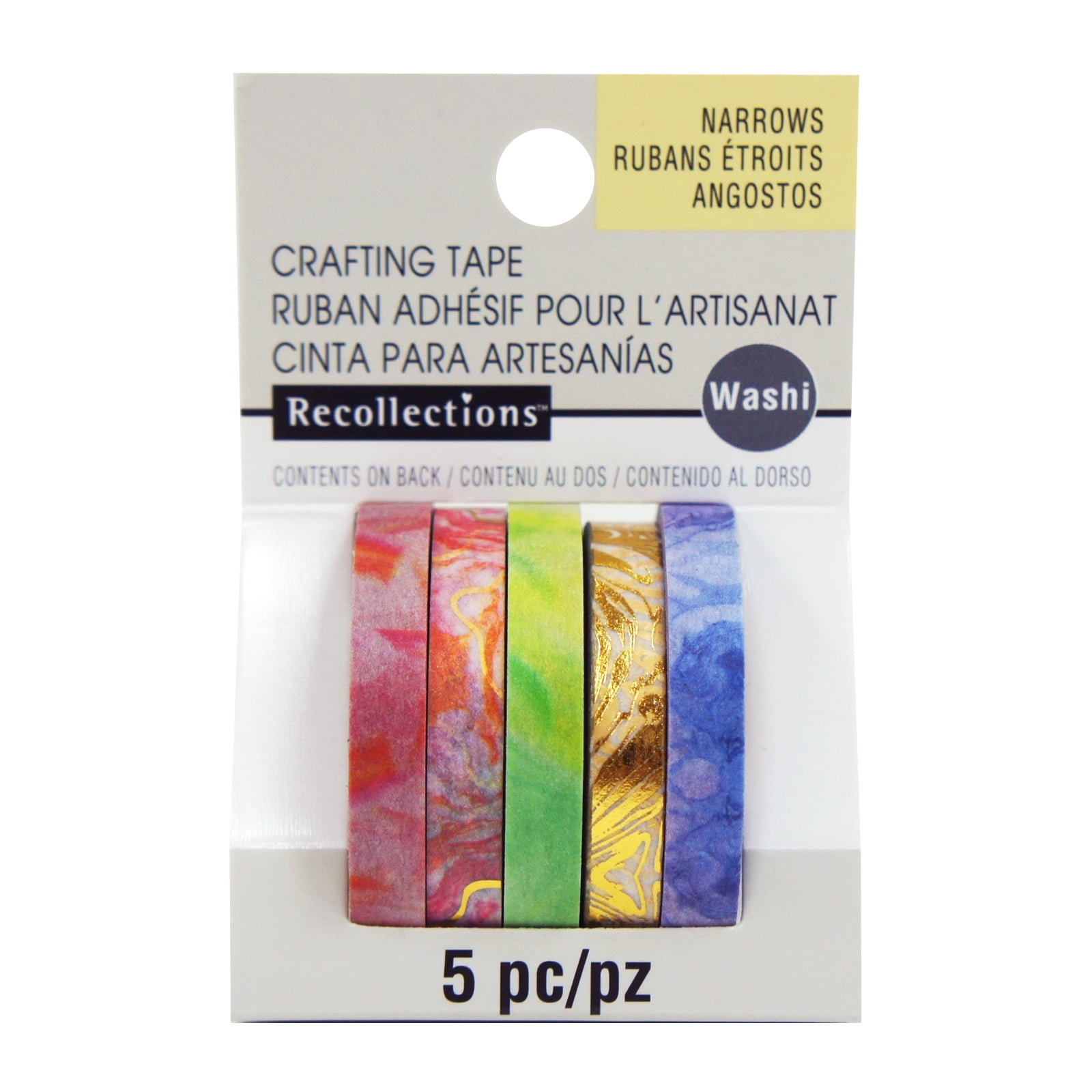 Marbling Narrow Crafting Washi Tape Set By Recollections Decorative Craft Tape For Scrapbooking Journaling DIY Projects Gift Wrapping 5 Rolls Walmart Business Supplies