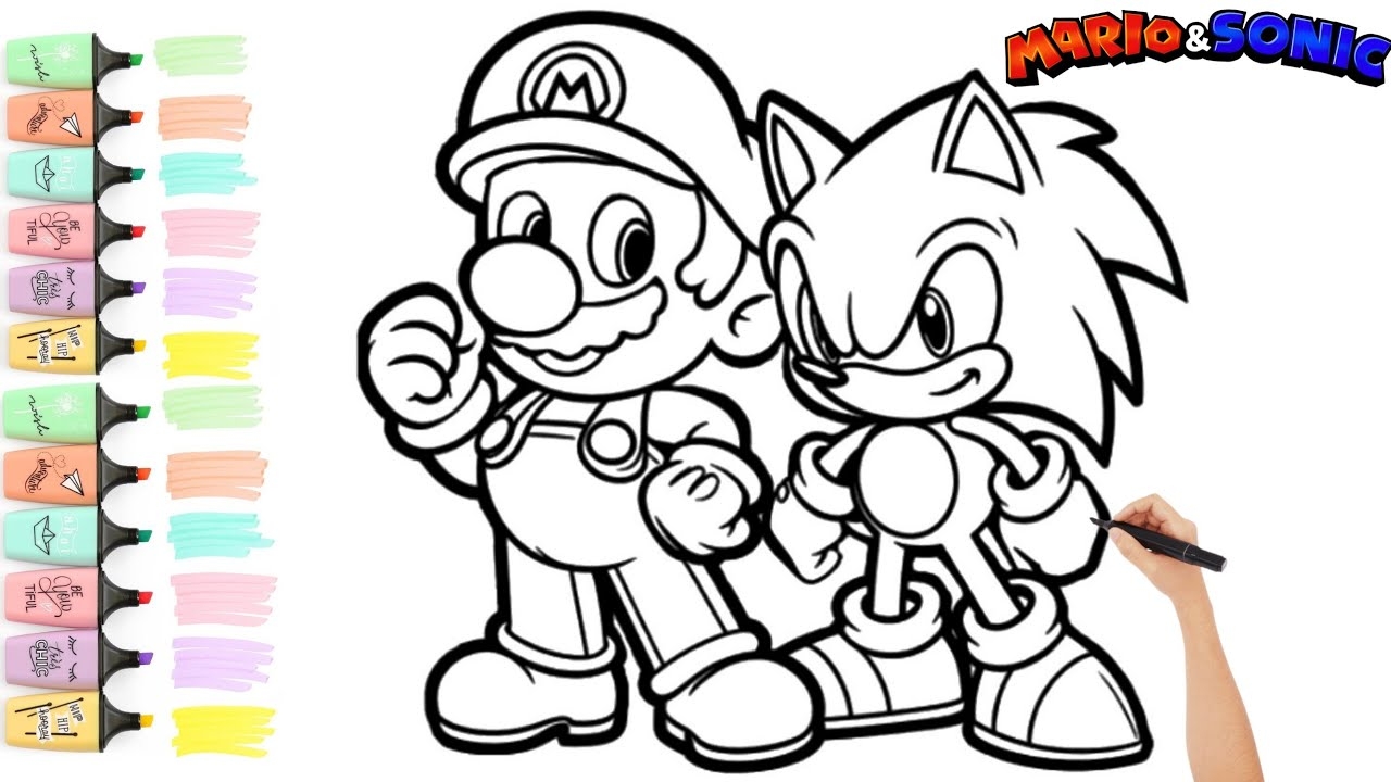 coloring pages mario and sonic