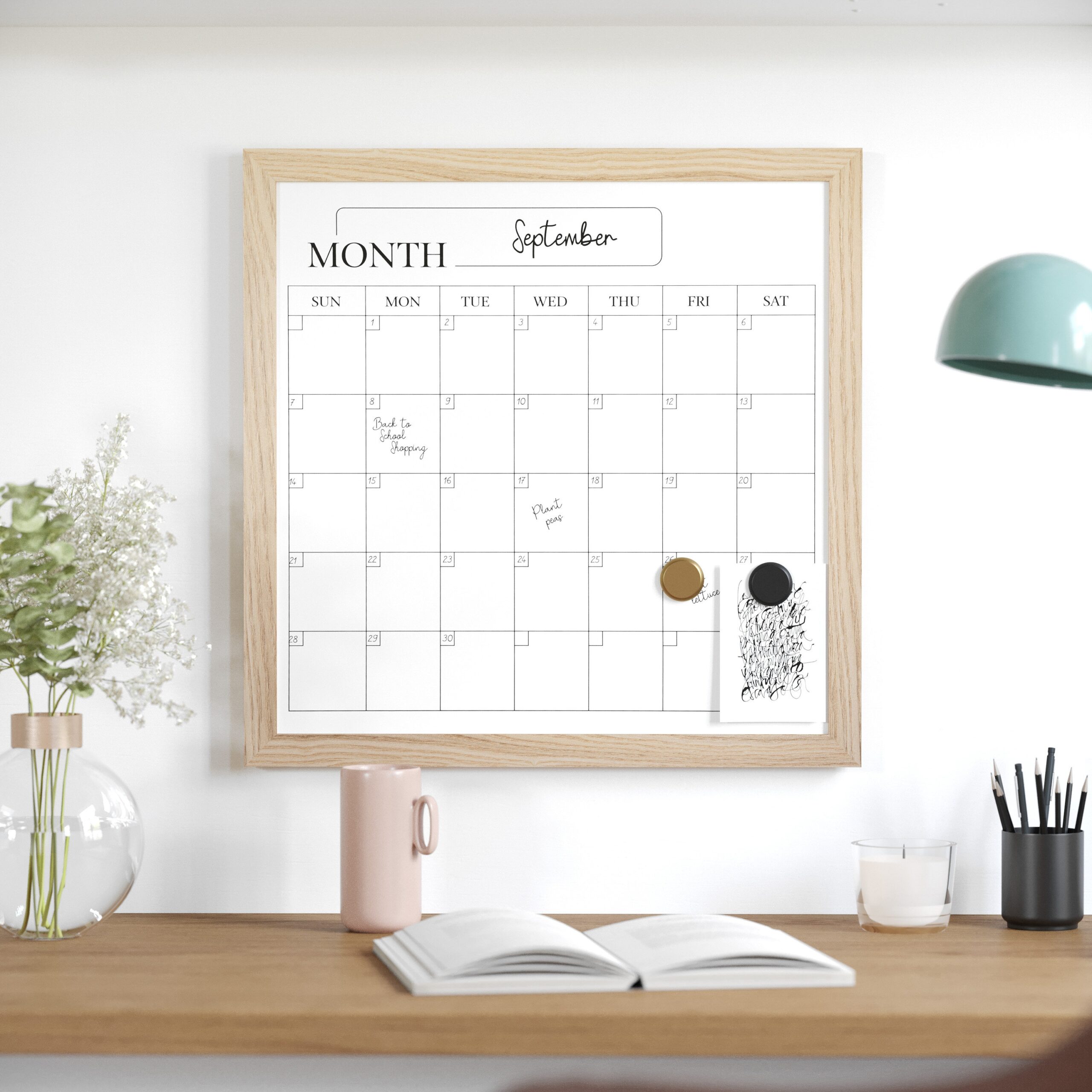 Martha Stewart Thomas Martha Stewart Magnetic Monthly Calendar Dry Erase Board With Woodgrain Frame Dry Erase Marker And 2 Magnets Reviews Wayfair