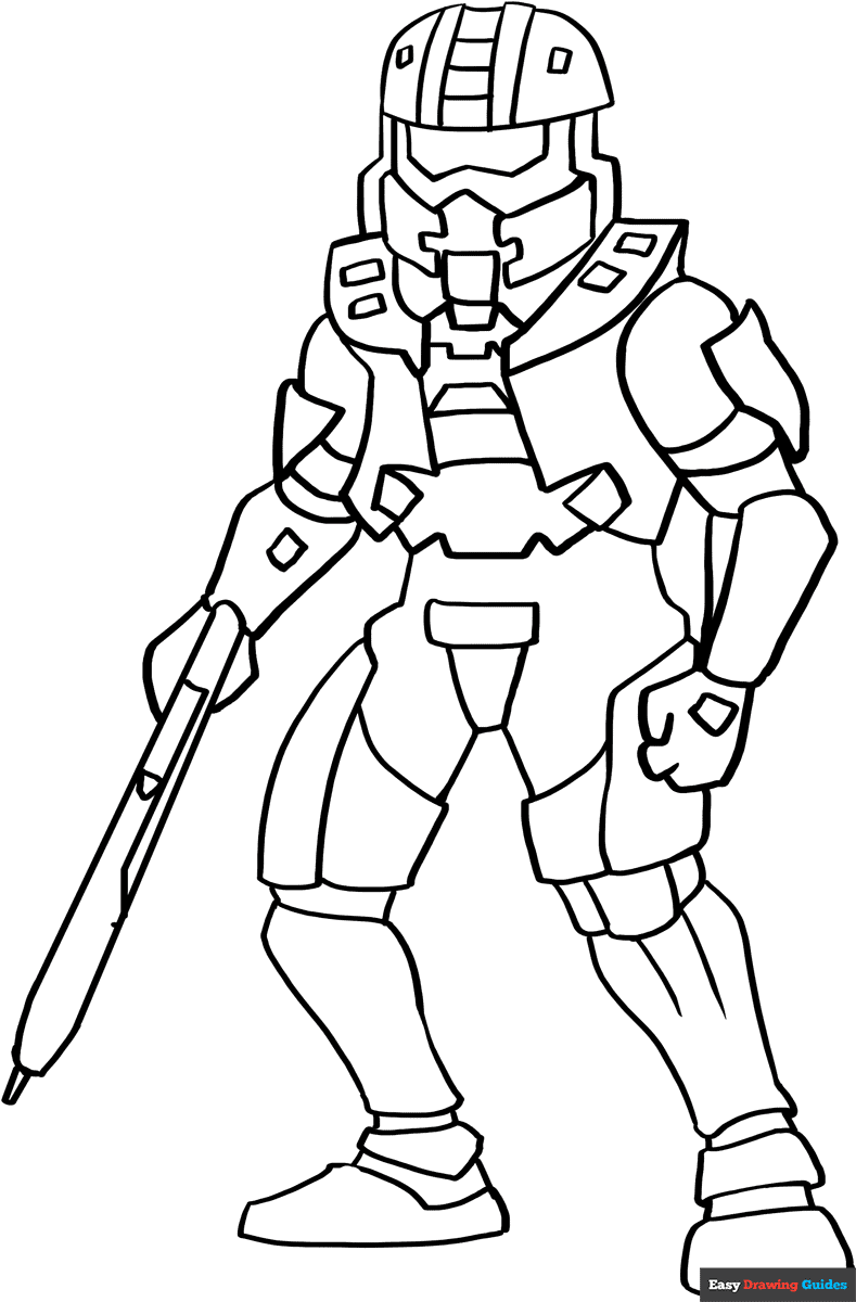 Master Chief From Halo Coloring Page Easy Drawing Guides