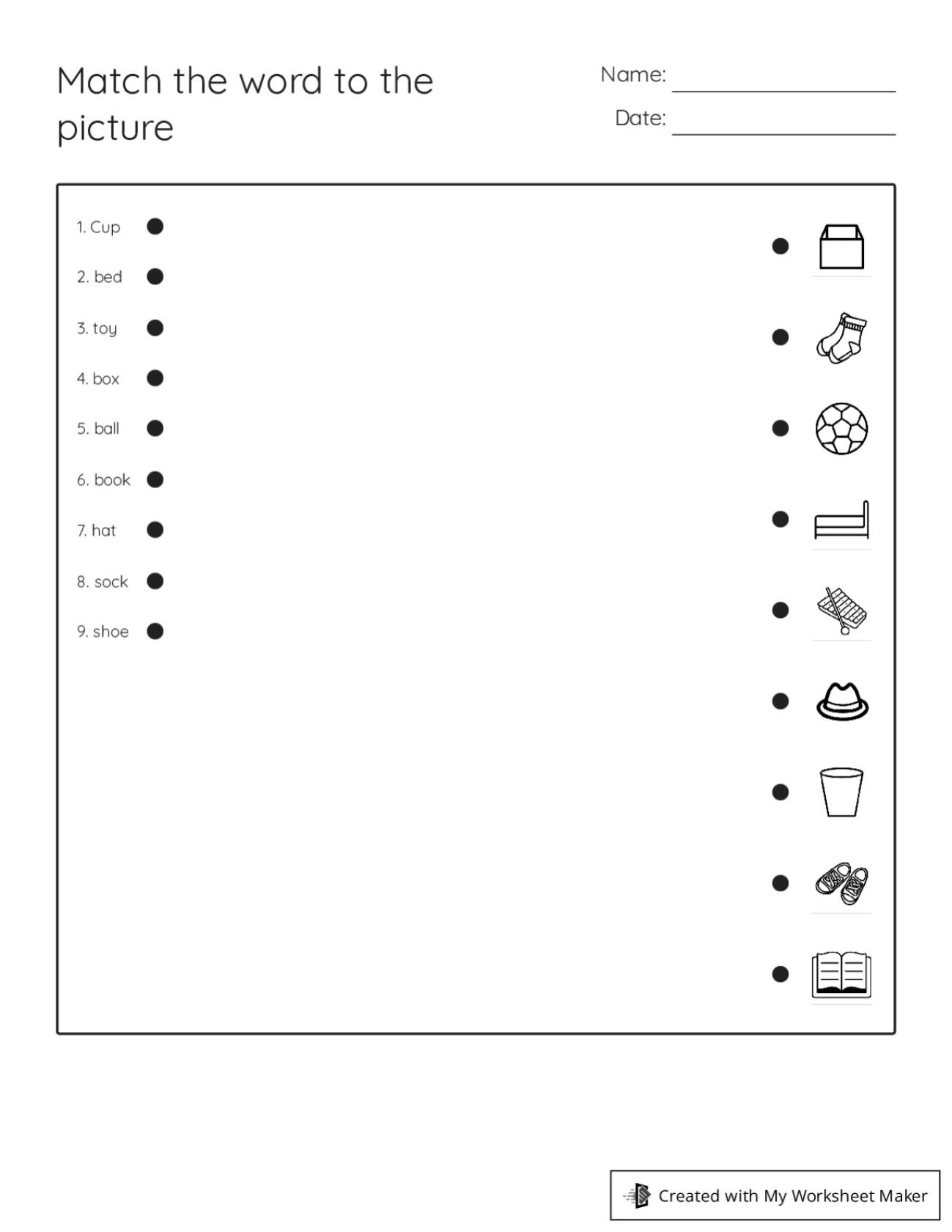 matching worksheet maker