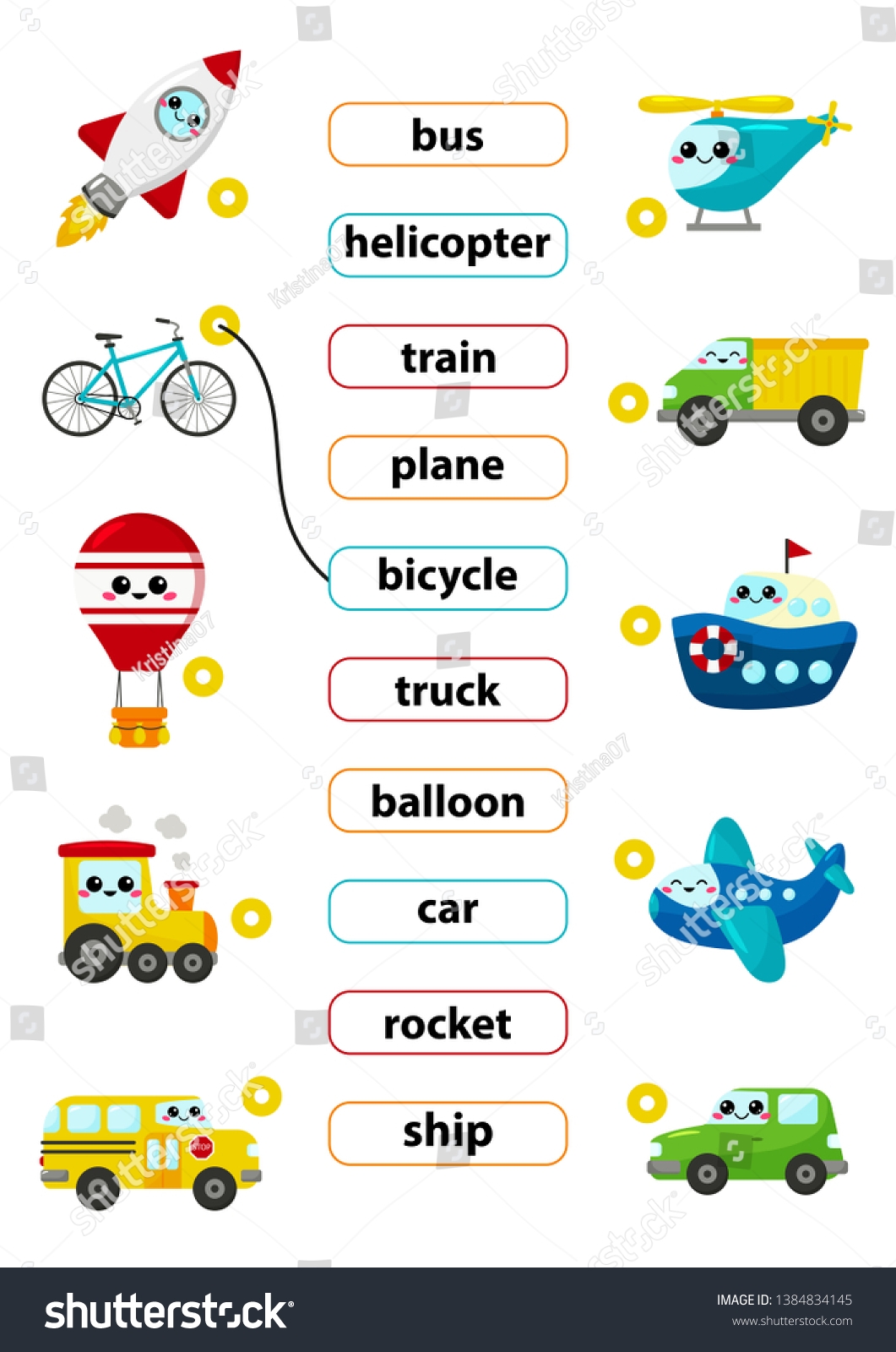 Match Words Correct Pictures Learn English Stock Vector Royalty Free 1384834145 Shutterstock