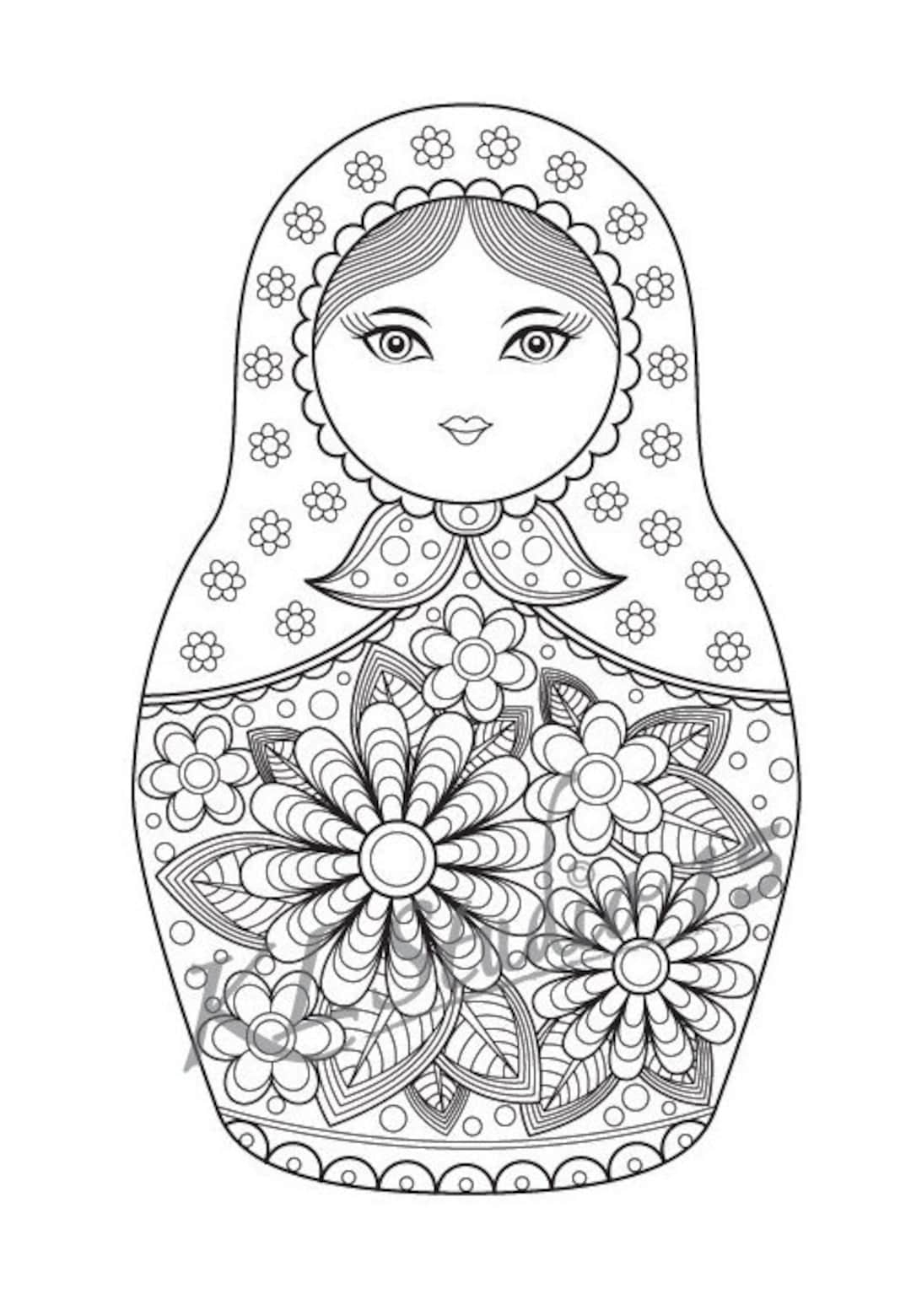 Matryoshka Doll Mandala Coloring Page Printable Russian Doll For Adults Instant Download Etsy Israel