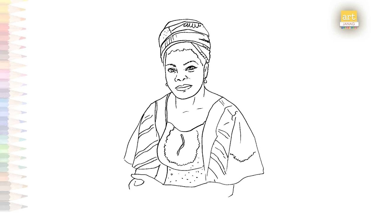 Maya Angelou Drawing Outline Sketches Easy How To Draw Maya Angelou Step By Step artjanag YouTube