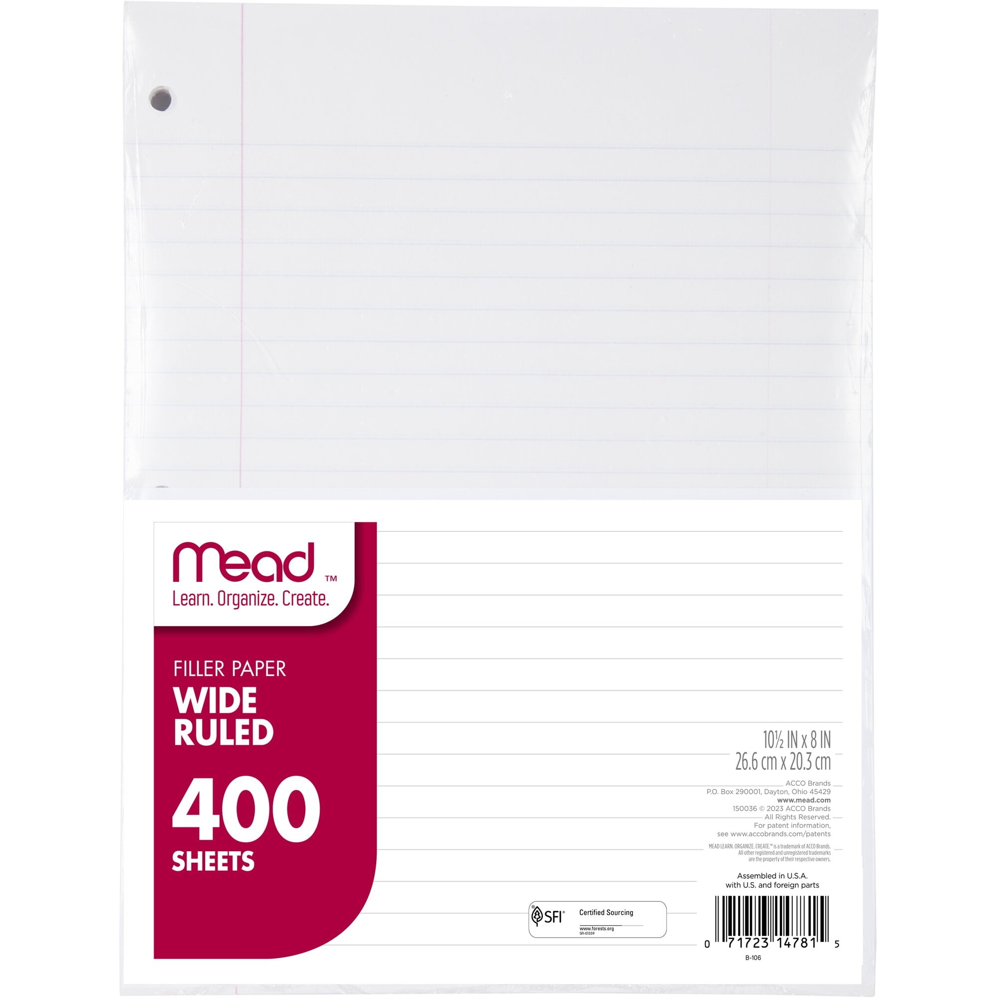 Mead Wide Ruled Lined Filler Paper 10 5 X 8 Inches 200 Sheets Pack 3 Pack Walmart