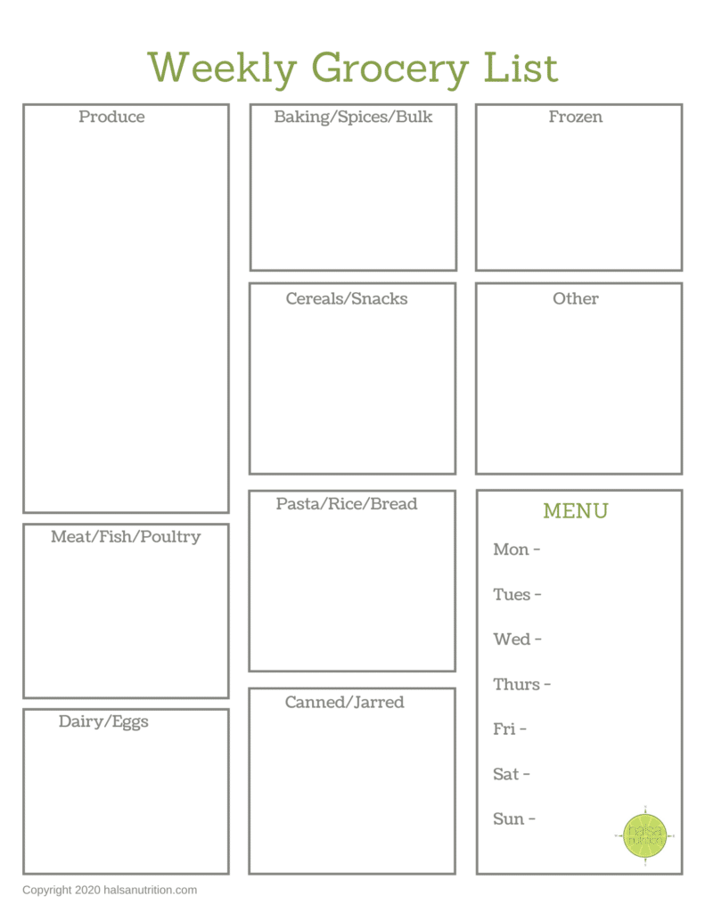 meal planner and grocery list