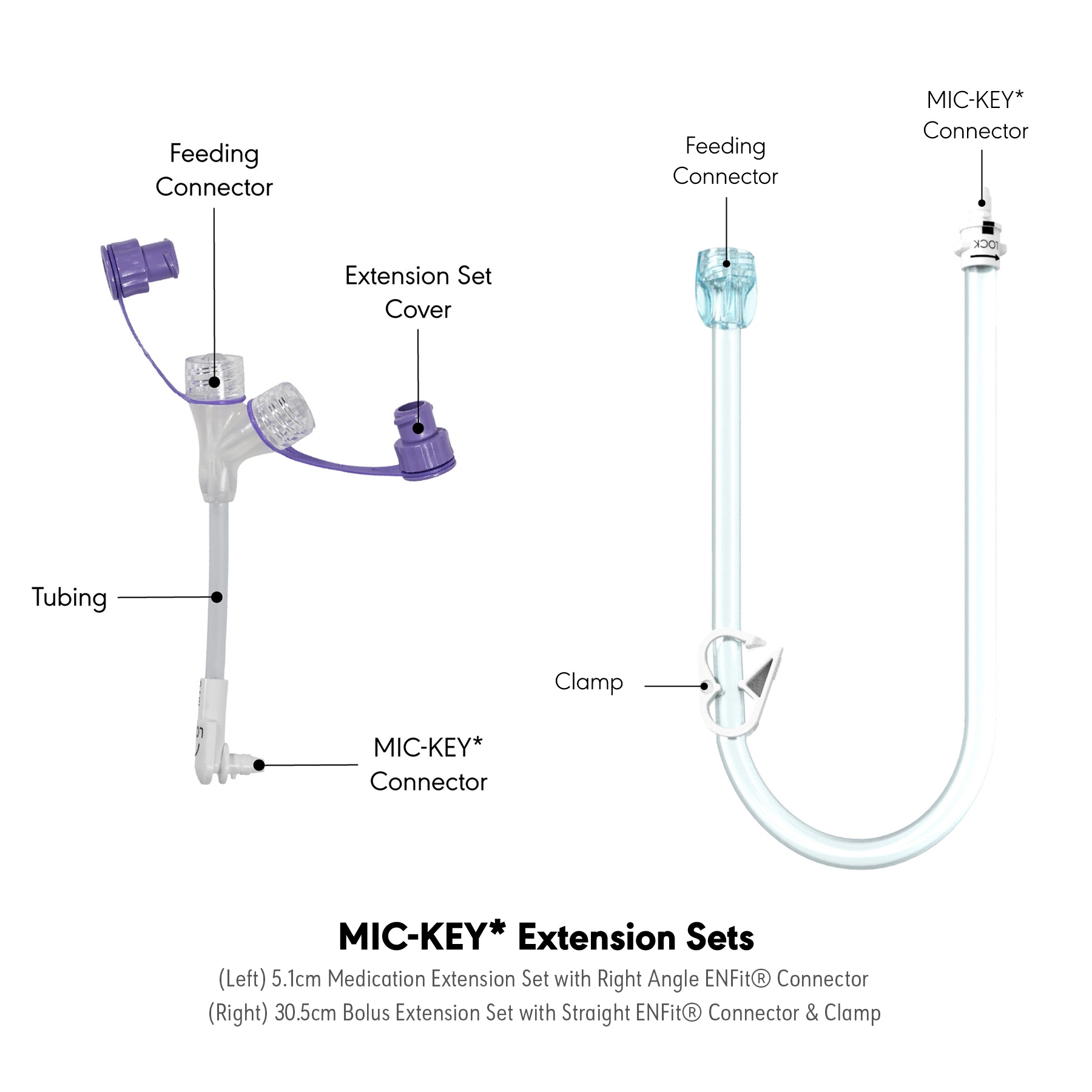 Mic Key Extension Set Feeding Tube Extension TubeFed