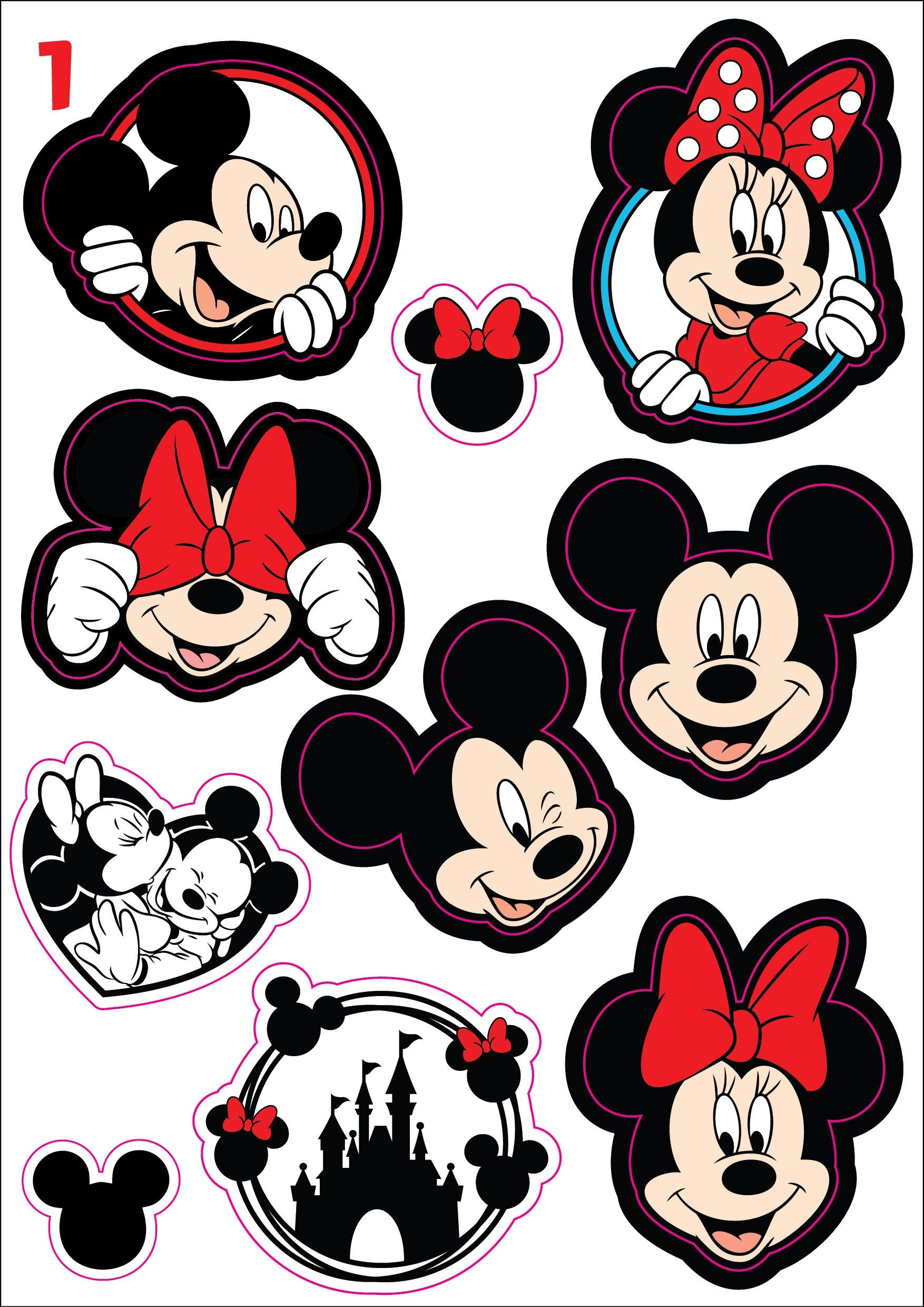 Mickey Minnie Mouse Stickers Waterproof Vinyl Decal Sheet Etsy