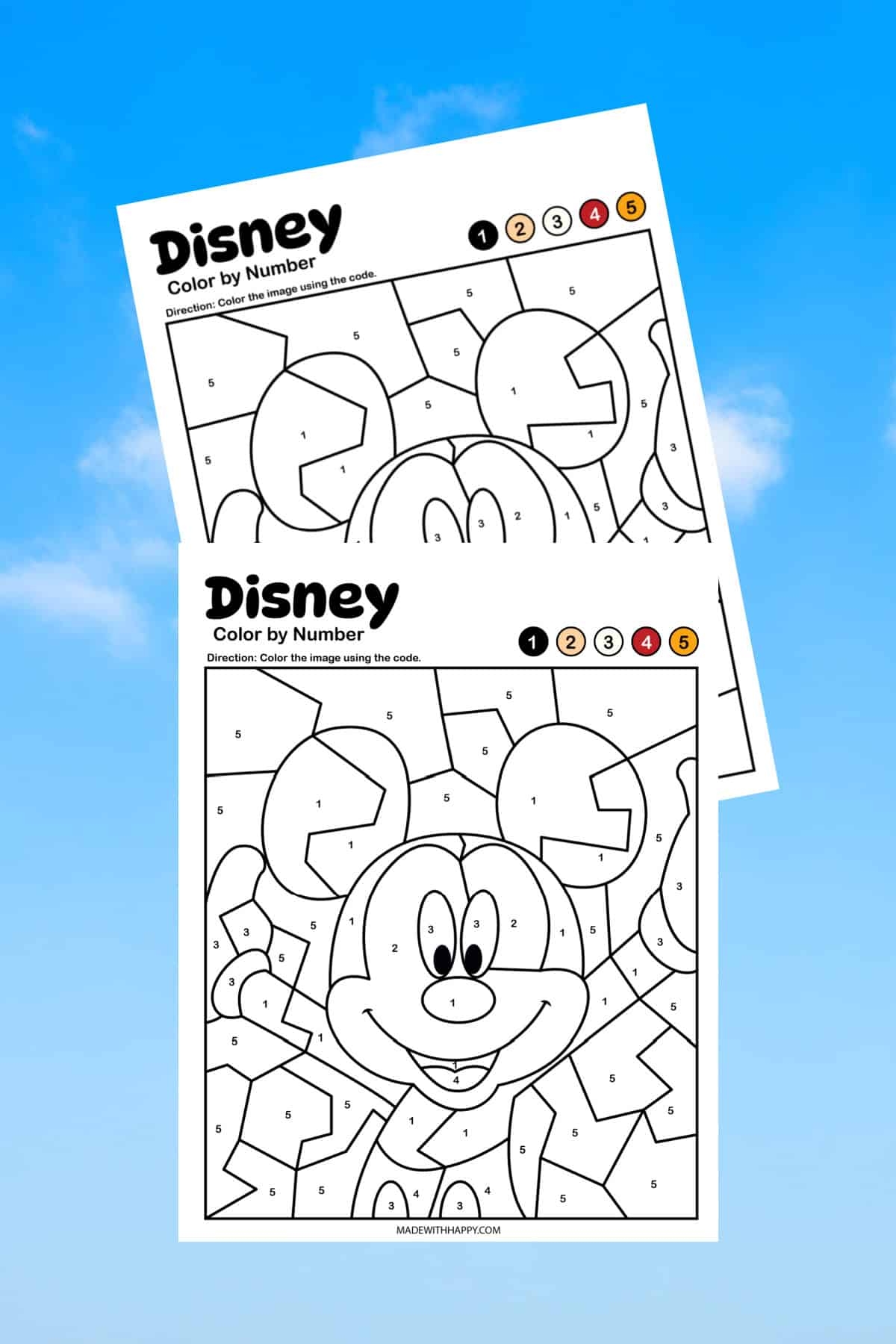 printable disney color by number