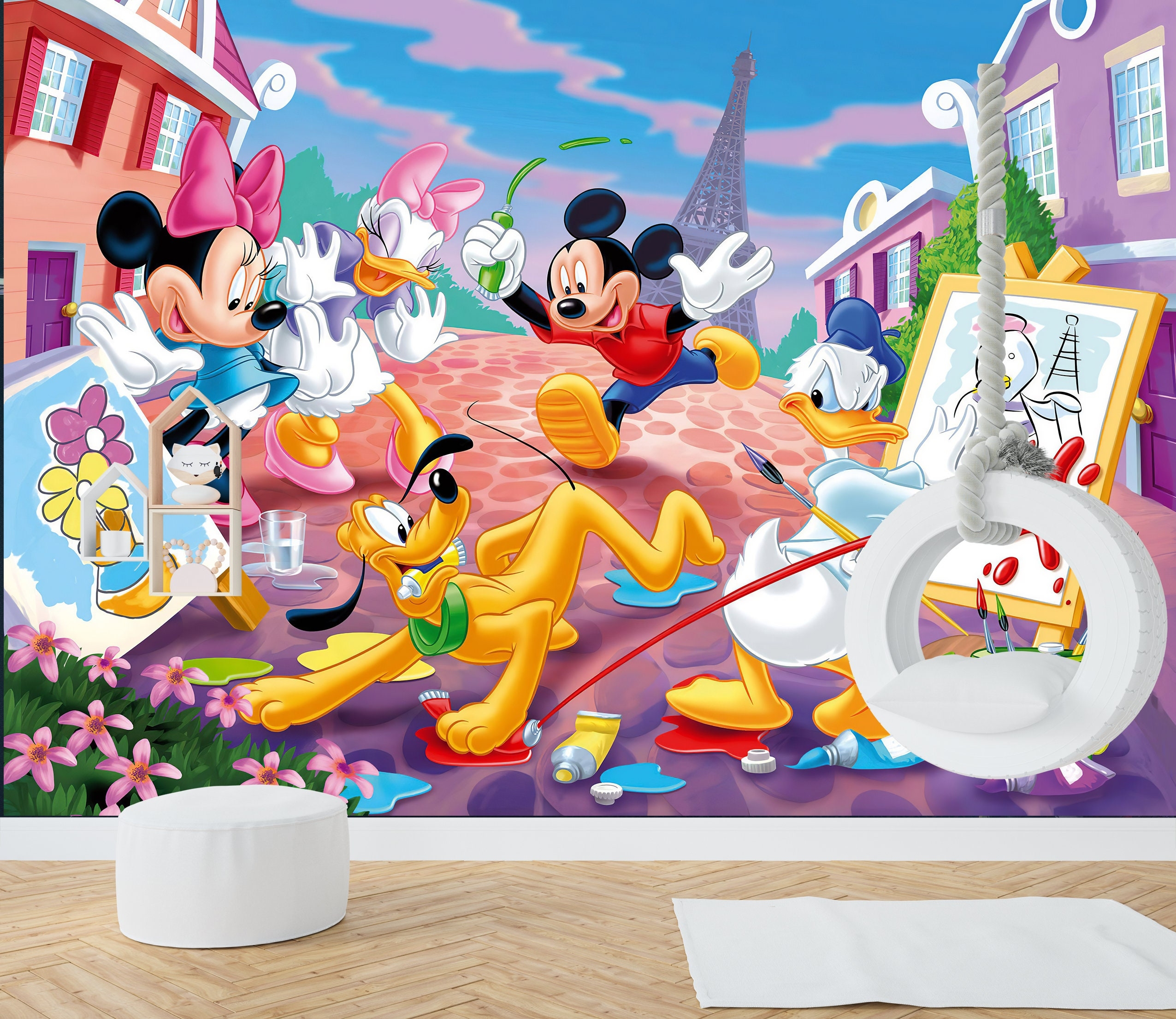 Mickey Mouse Friends Cartoon Wallpaper Peel And Stick Kids Room Decor Etsy