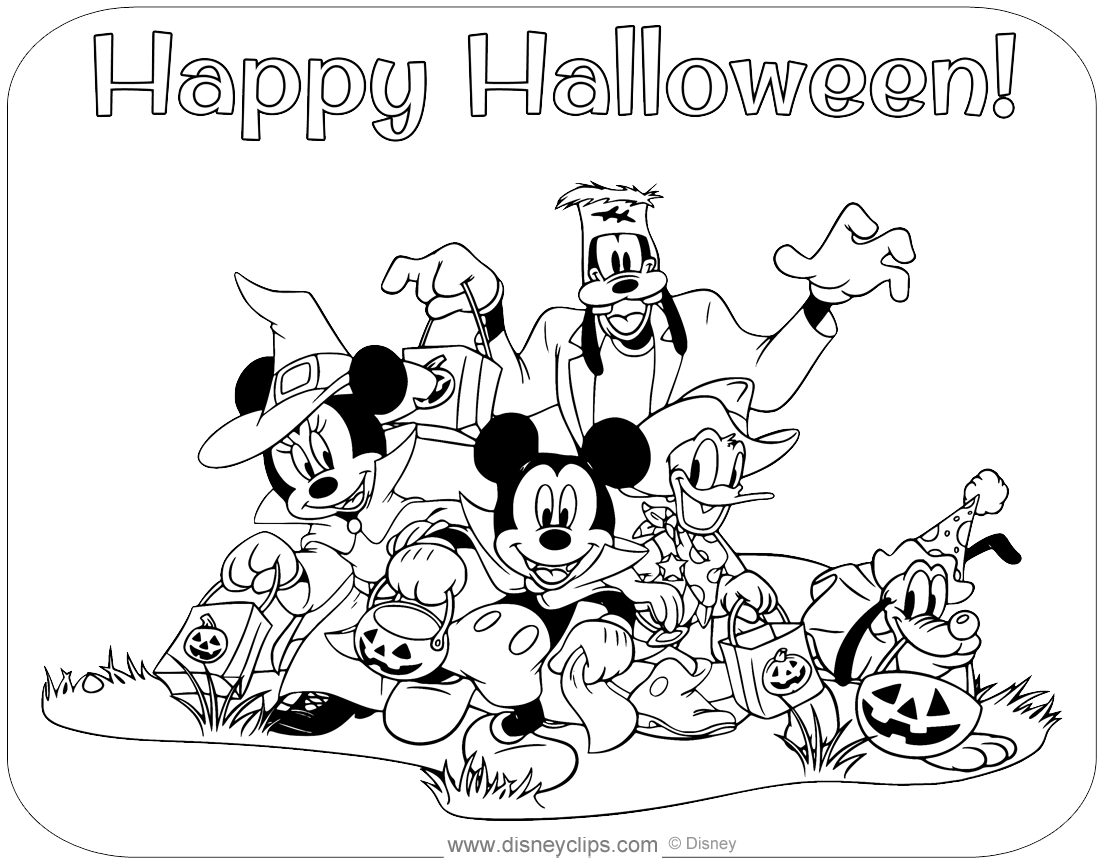 mickey mouse halloween coloring page