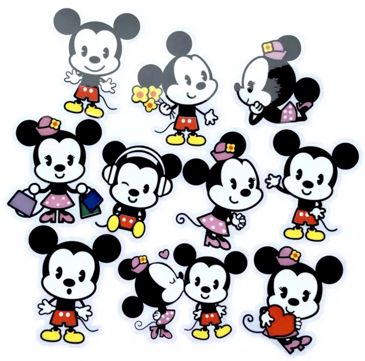 MICKEY MOUSE MINNIE MOUSE Stickers Large Waterproof Chibi Disney Lot 10 PCS EBay