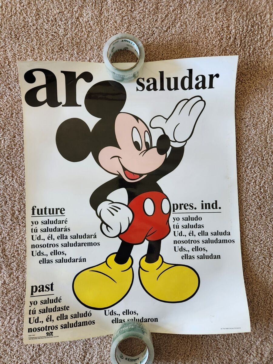 Mickey Mouse Vintage Spanish Language School Poster Walt Disney 22 X 28 EBay
