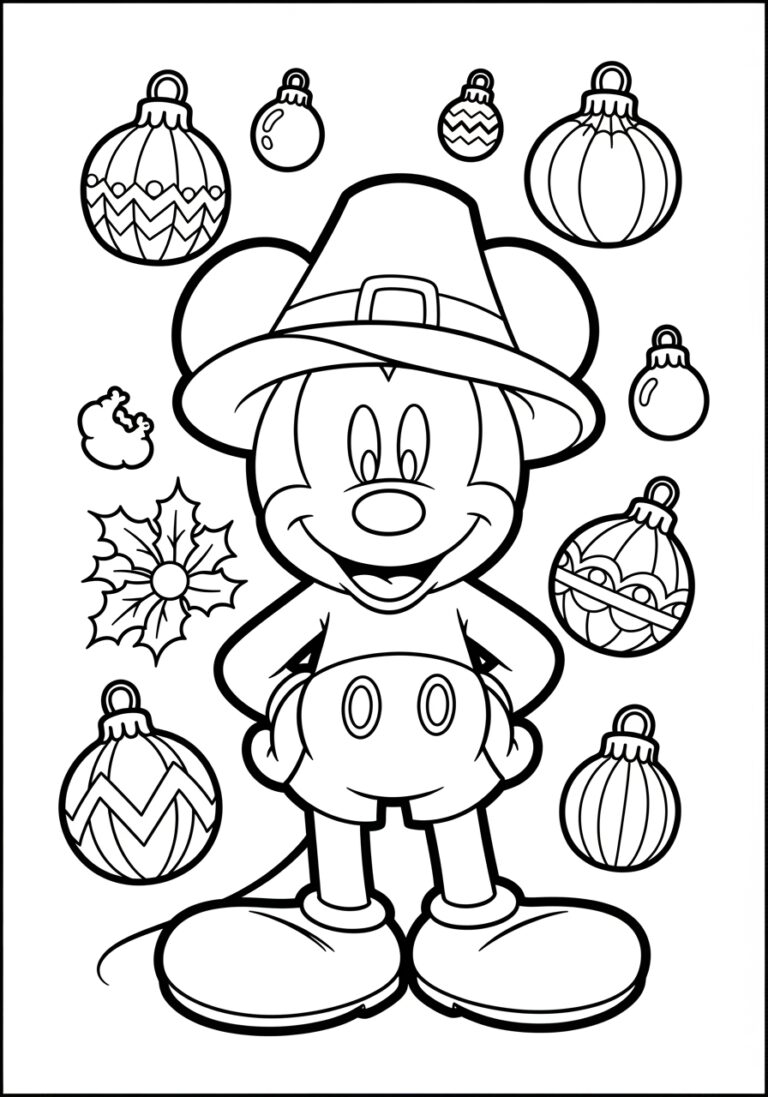 Mickey Thanksgiving Coloring Page For Kids