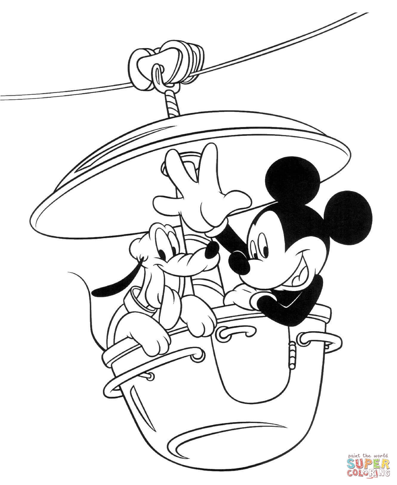 Mickey With Pluto Coloring Page Free Printable