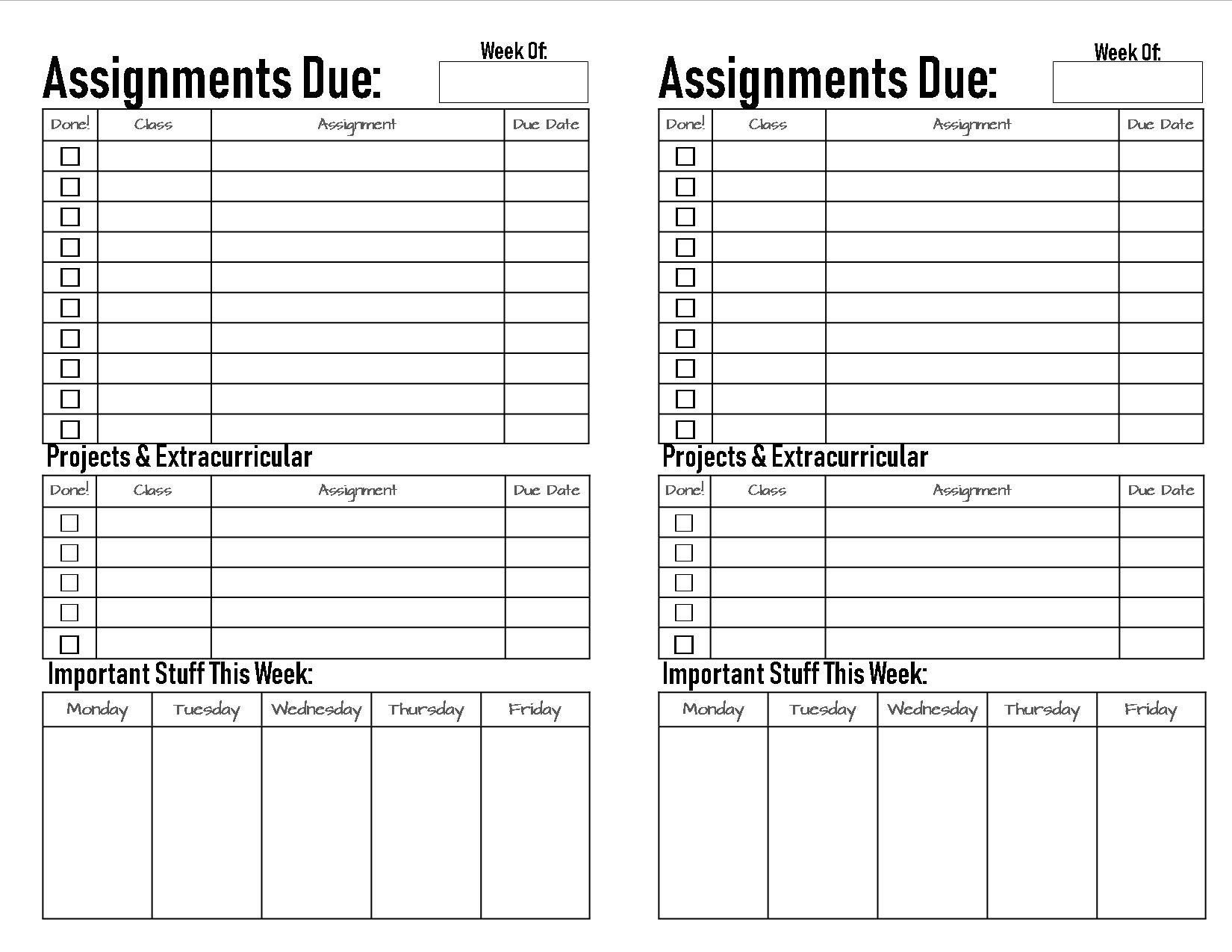 Middle School high School Student Planner Half Size Printable Etsy
