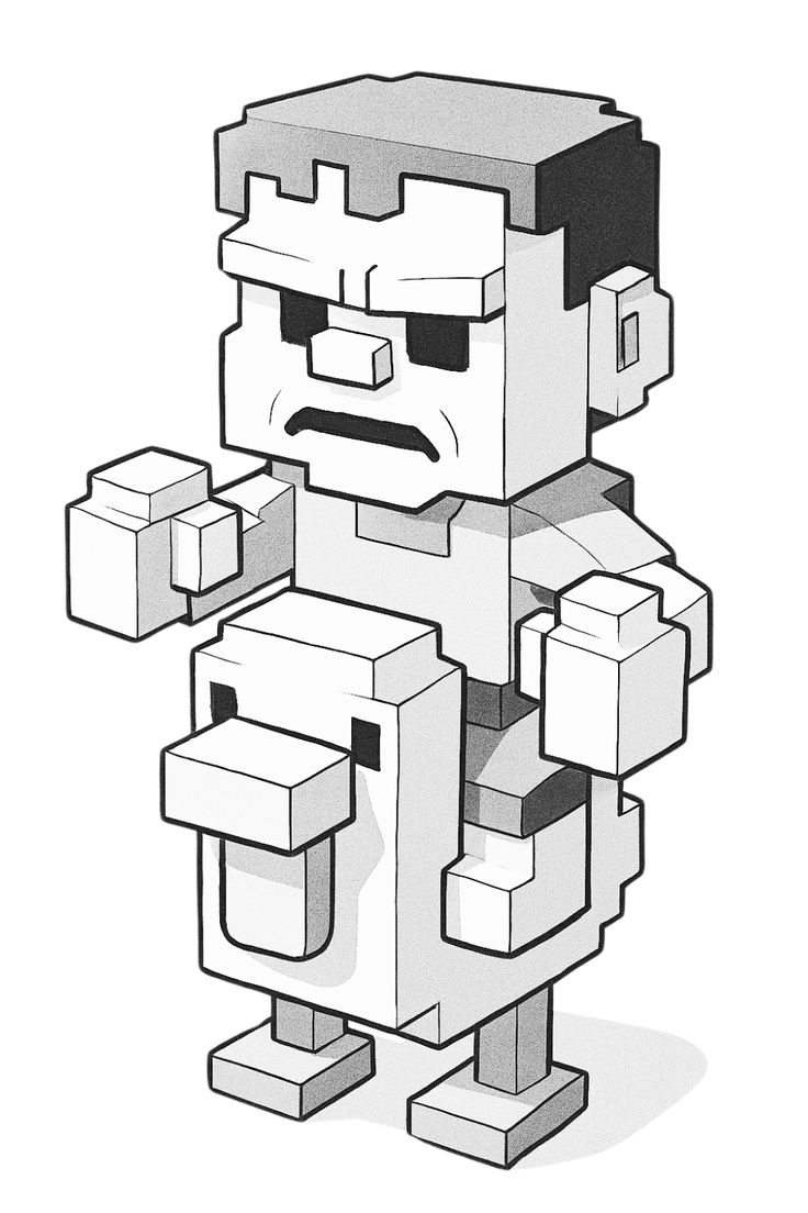 Minecraft Chicken Jockey FREE Coloring Page