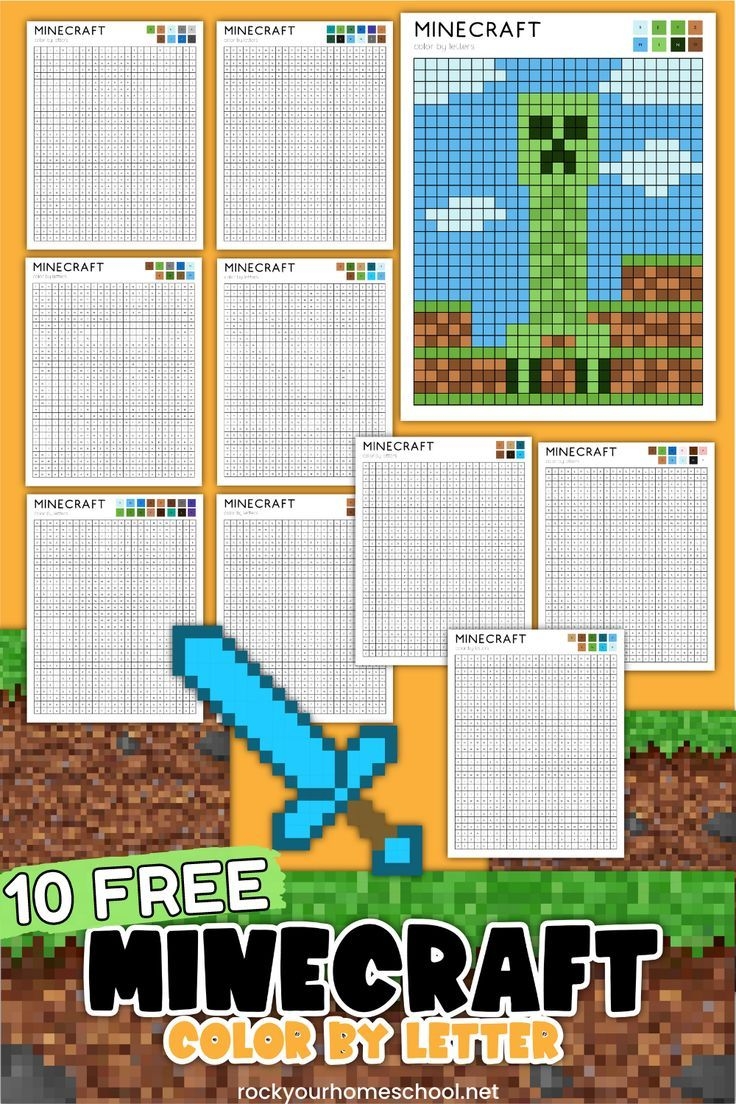 Minecraft Color By Letter Pixel Art For Fun Activities 10 Free Pages 