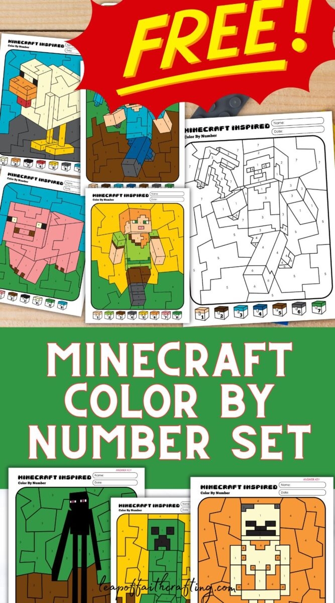 Minecraft Color By Number FREE 8 Pages For Kids Leap Of Faith Crafting