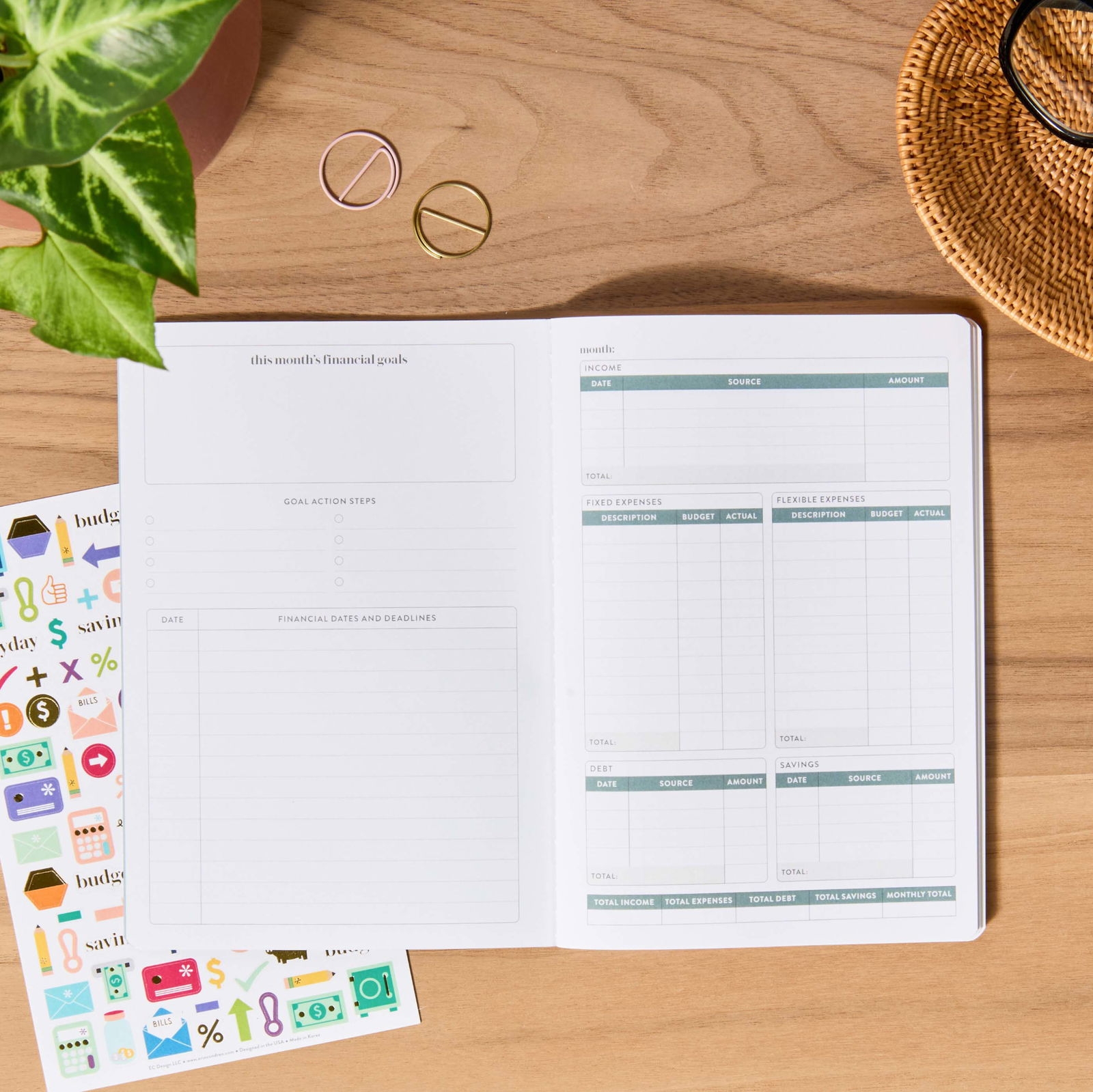 Minimal Hexagon PetitePlanner Budget Book Erin Condren