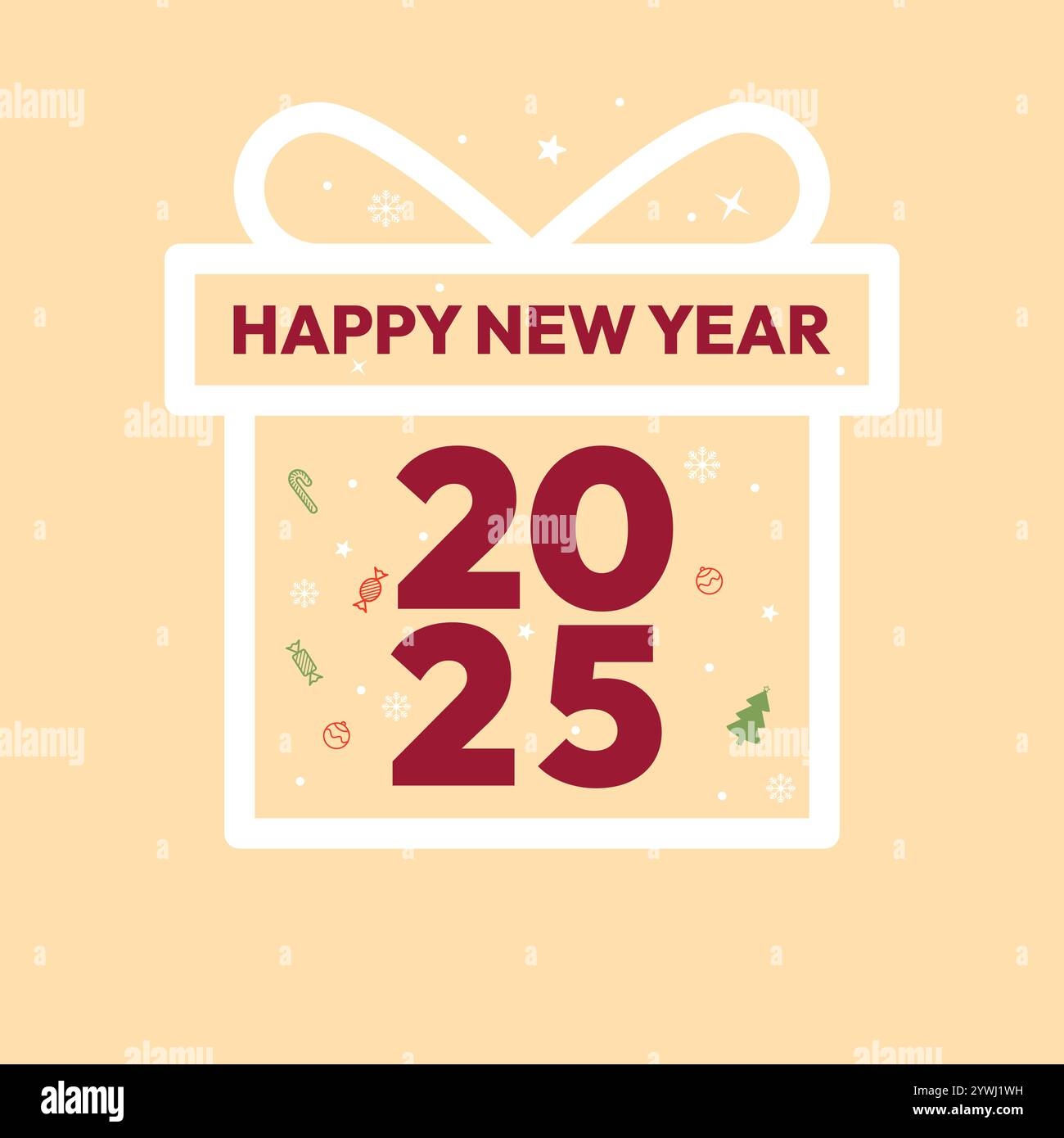Minimalist Flat Design Happy New Year 2005 Greeting Card Vector Illustration Stock Vector Image Art Alamy
