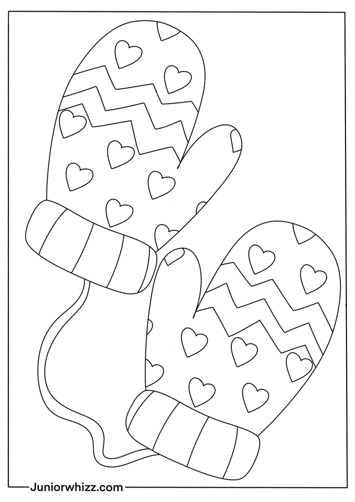 coloring page of a mitten