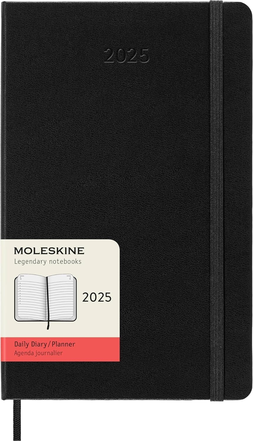 Moleskine 2025 12 Month Daily Large Hardcover Notebook Black
