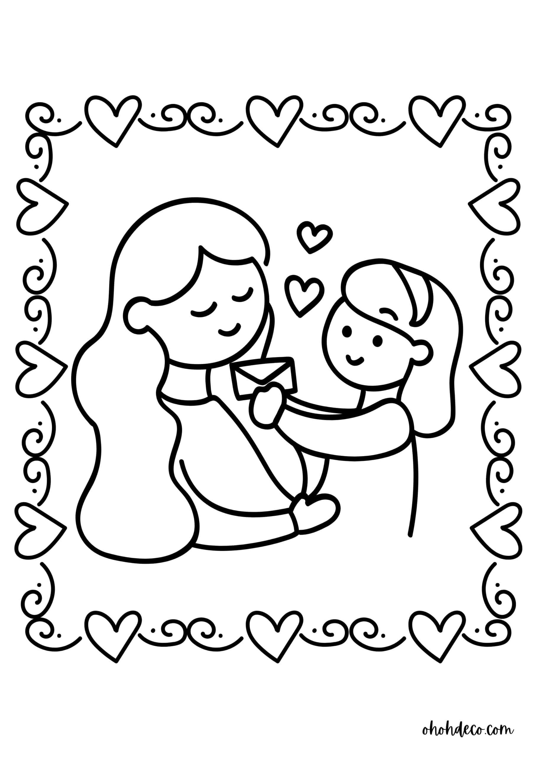 Mom daughter coloring page Ohoh Deco