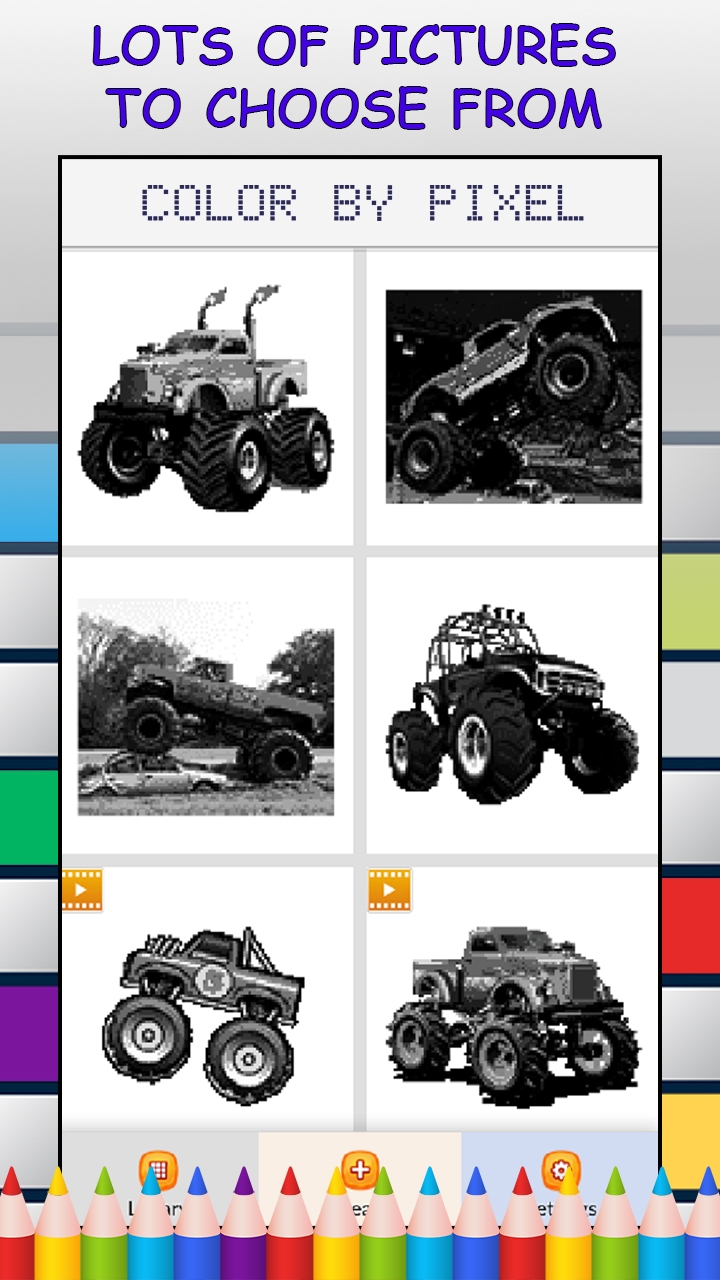 color by number monster truck